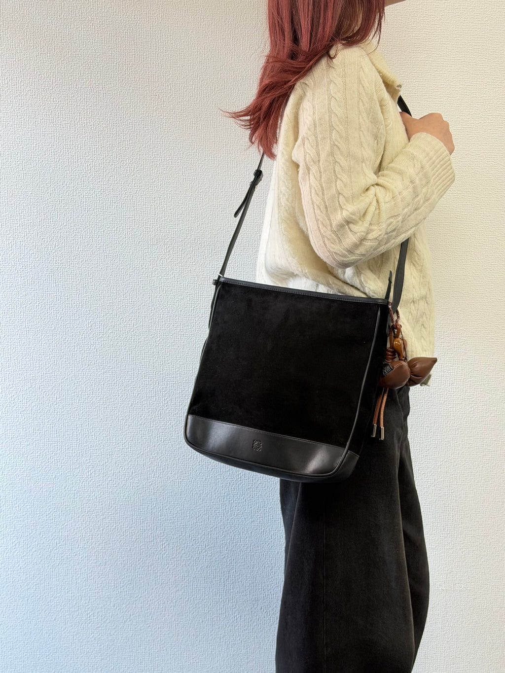 LOEWE Suede Black Shoulderbag