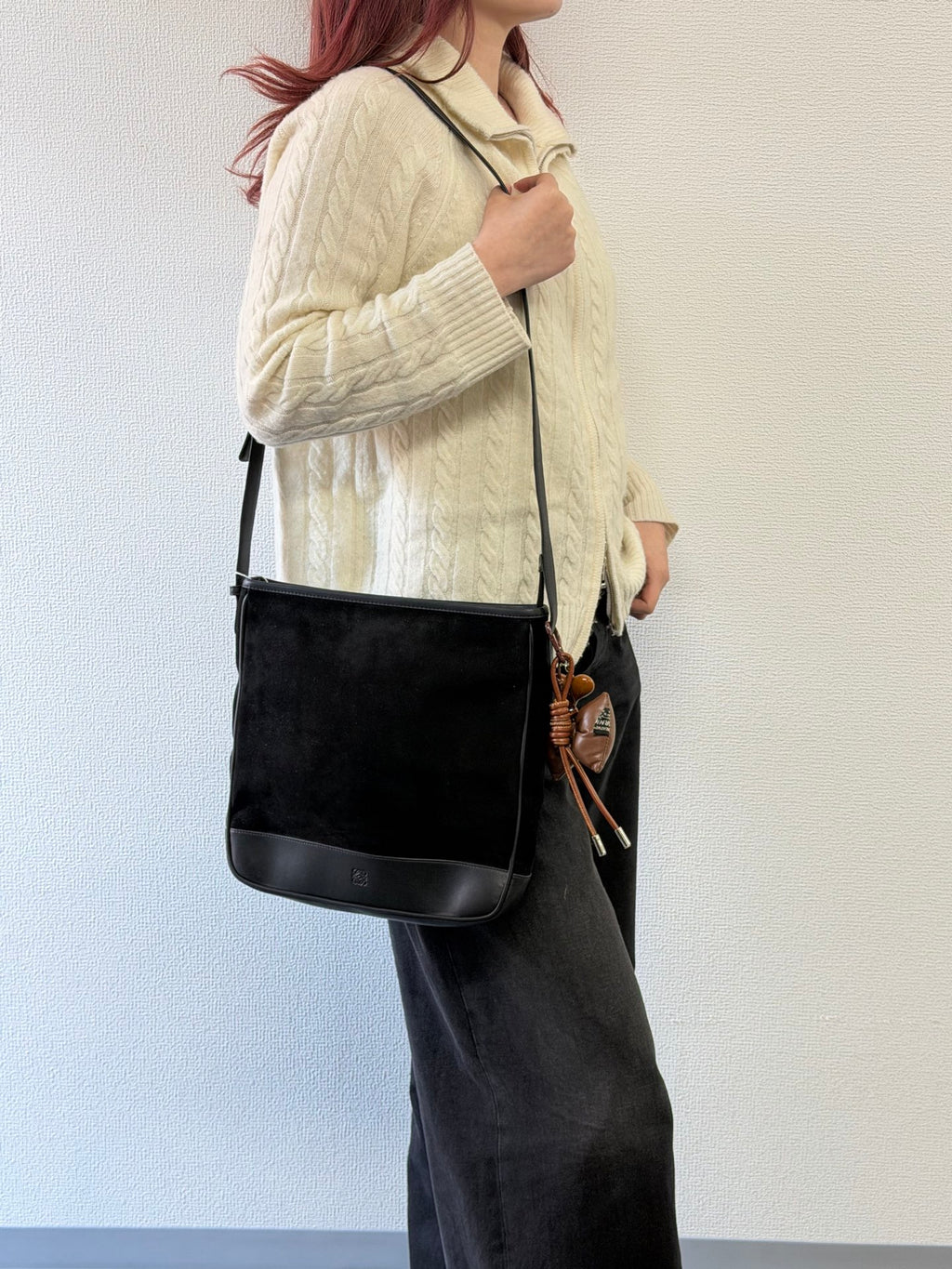 LOEWE Suede Black Shoulderbag