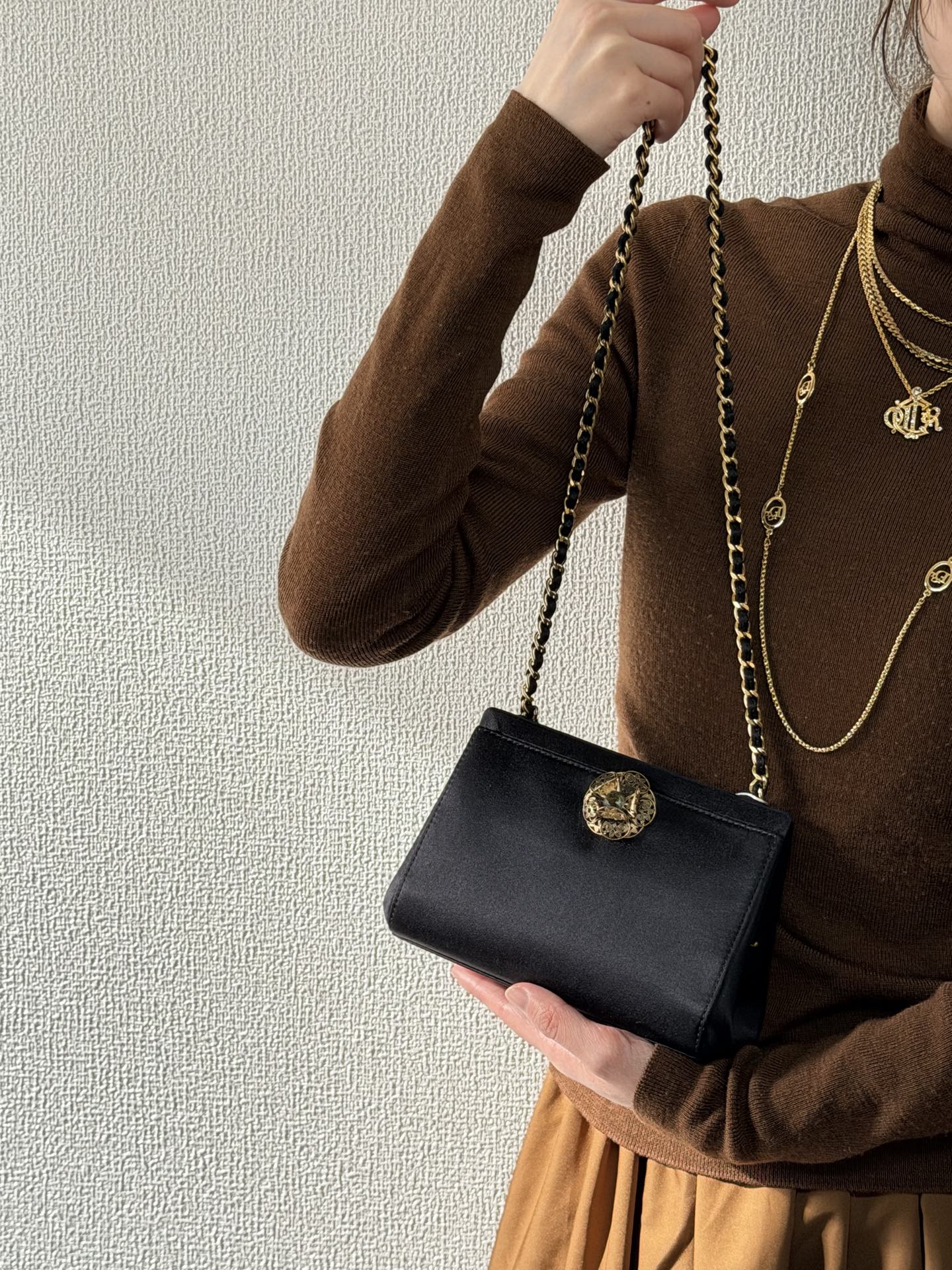 CHANEL Satin Camellia Chainbag