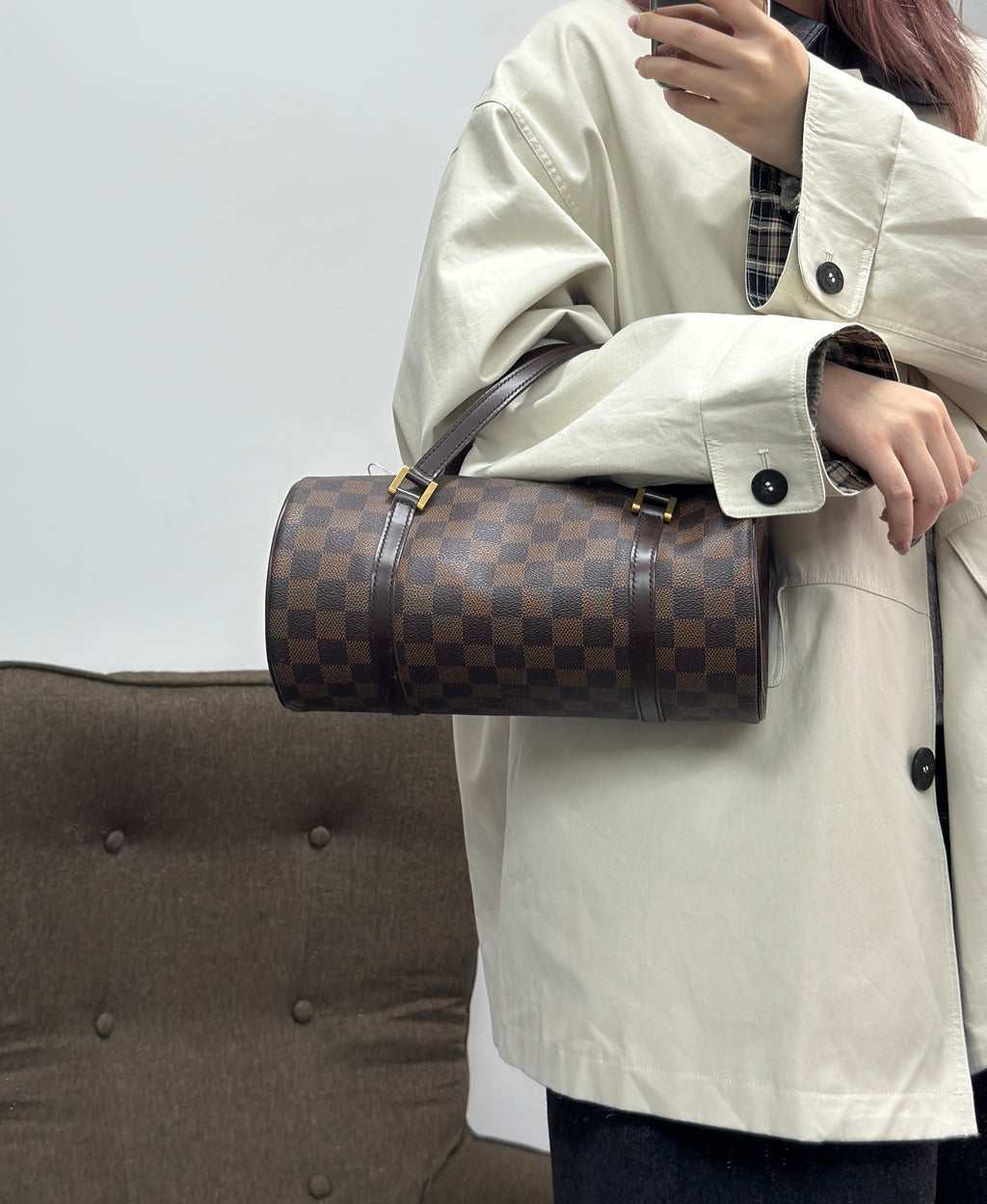 LOUIS VUITTON Damier Papillion Boston Handbag