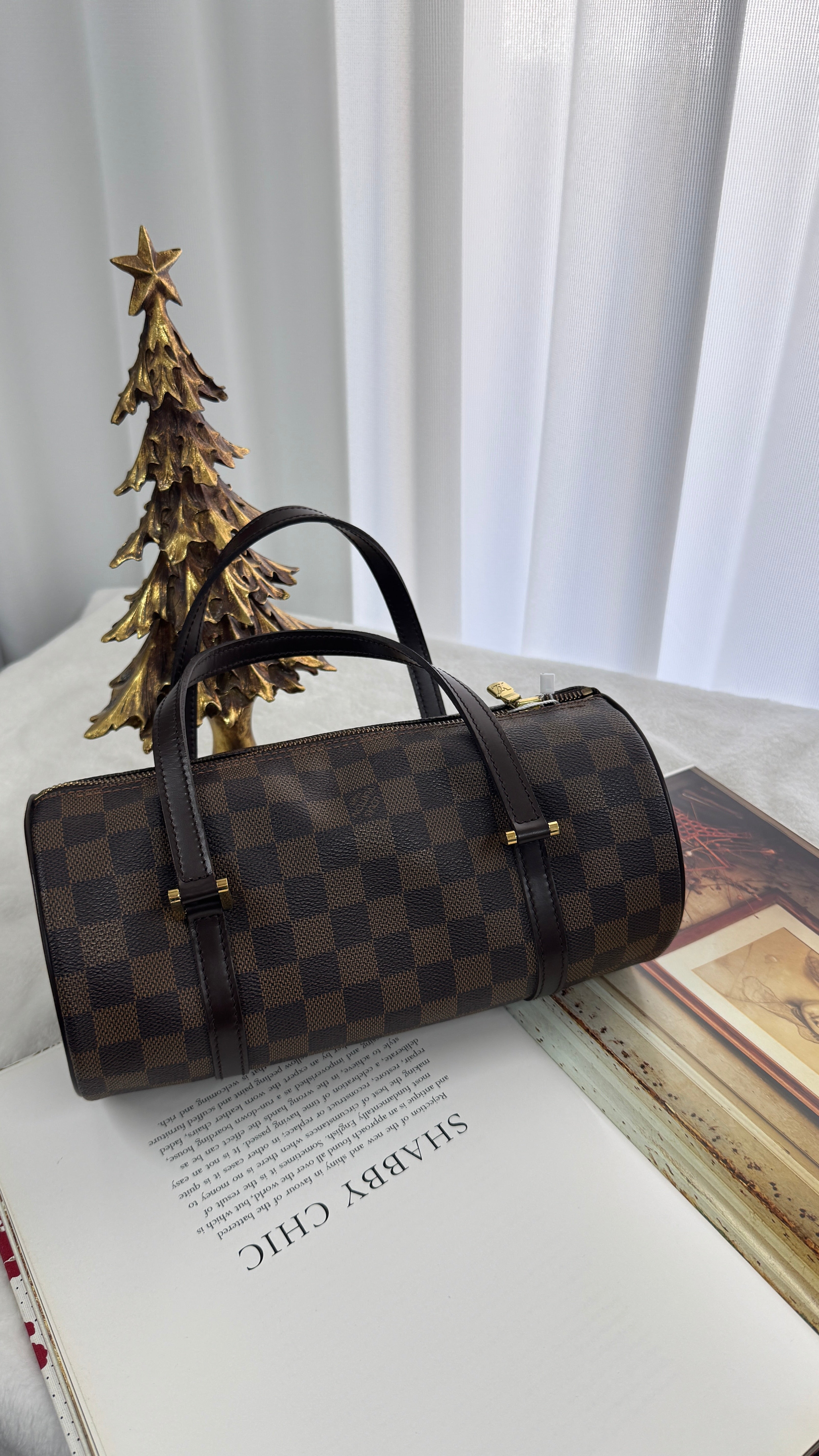LOUIS VUITTON Damier Papillion Boston Handbag