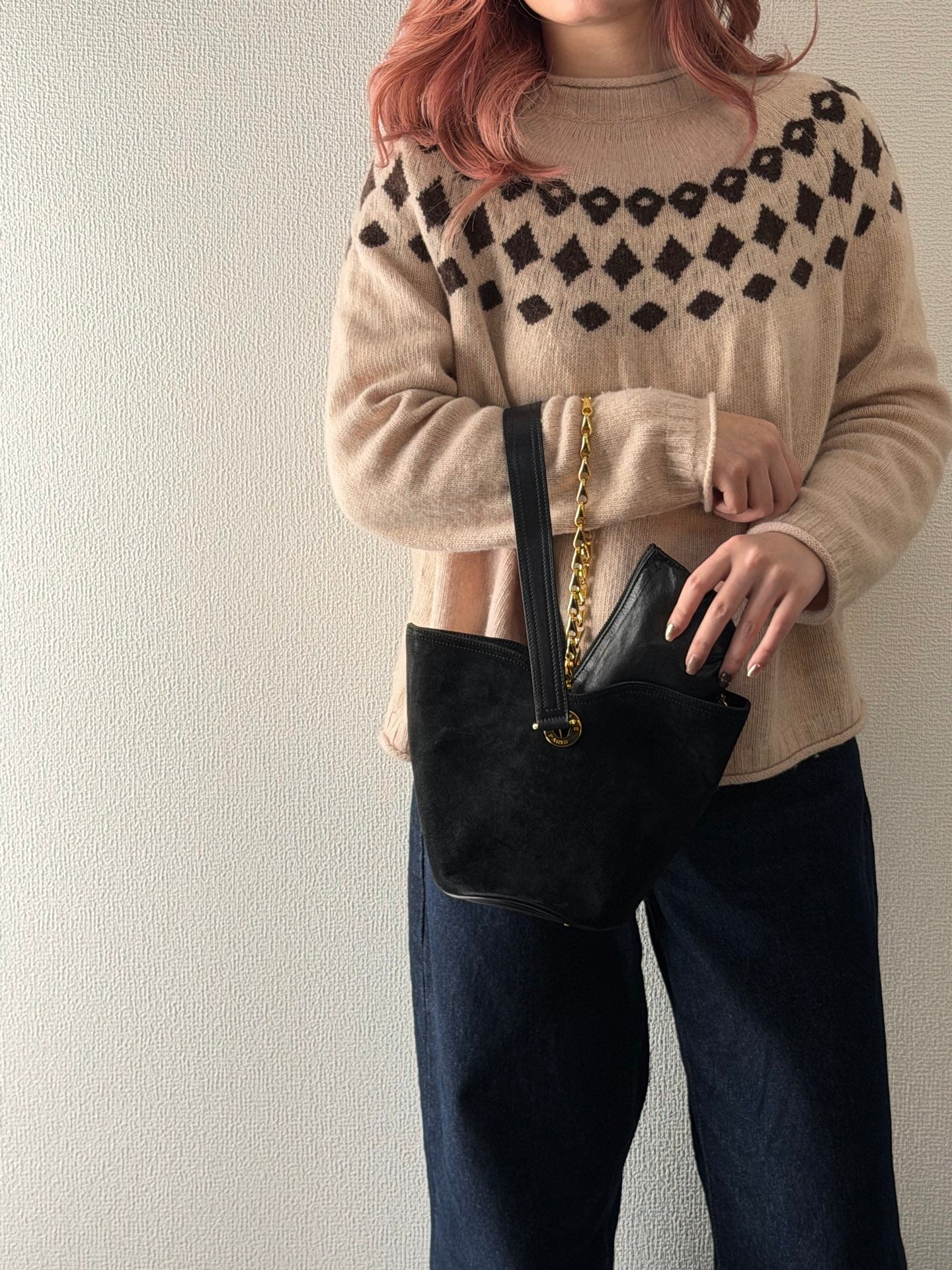 CELINE Suede Tote 2WAY Shoulder bag Set