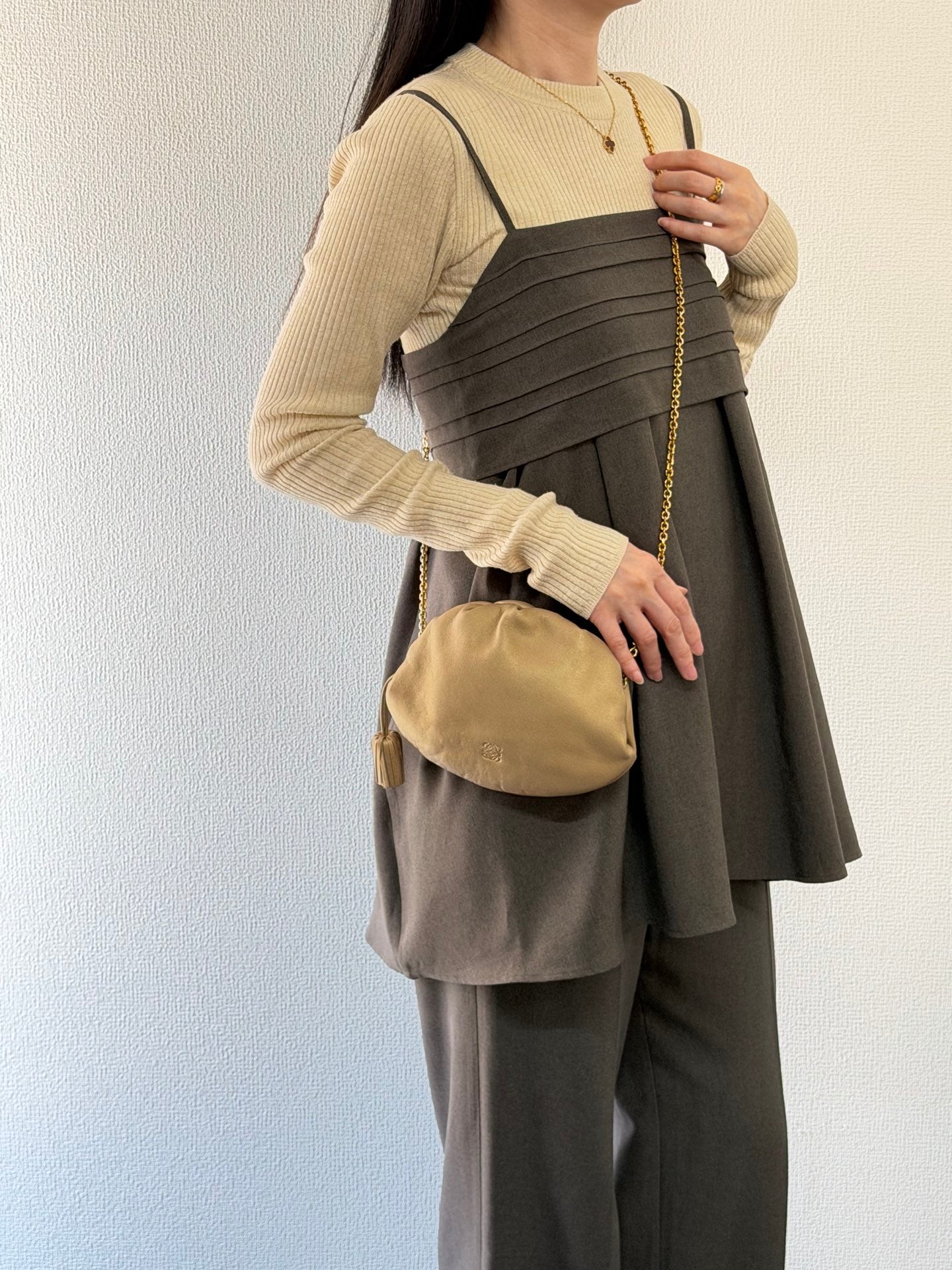 LOEWE Olive-gold  Cloud Kisslock Bag