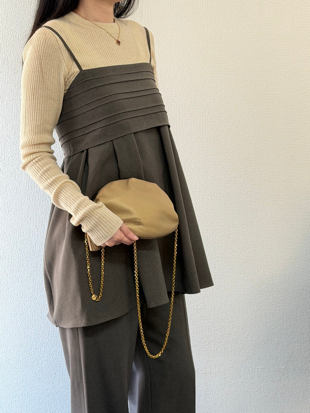 LOEWE Olive-gold  Cloud Kisslock Bag