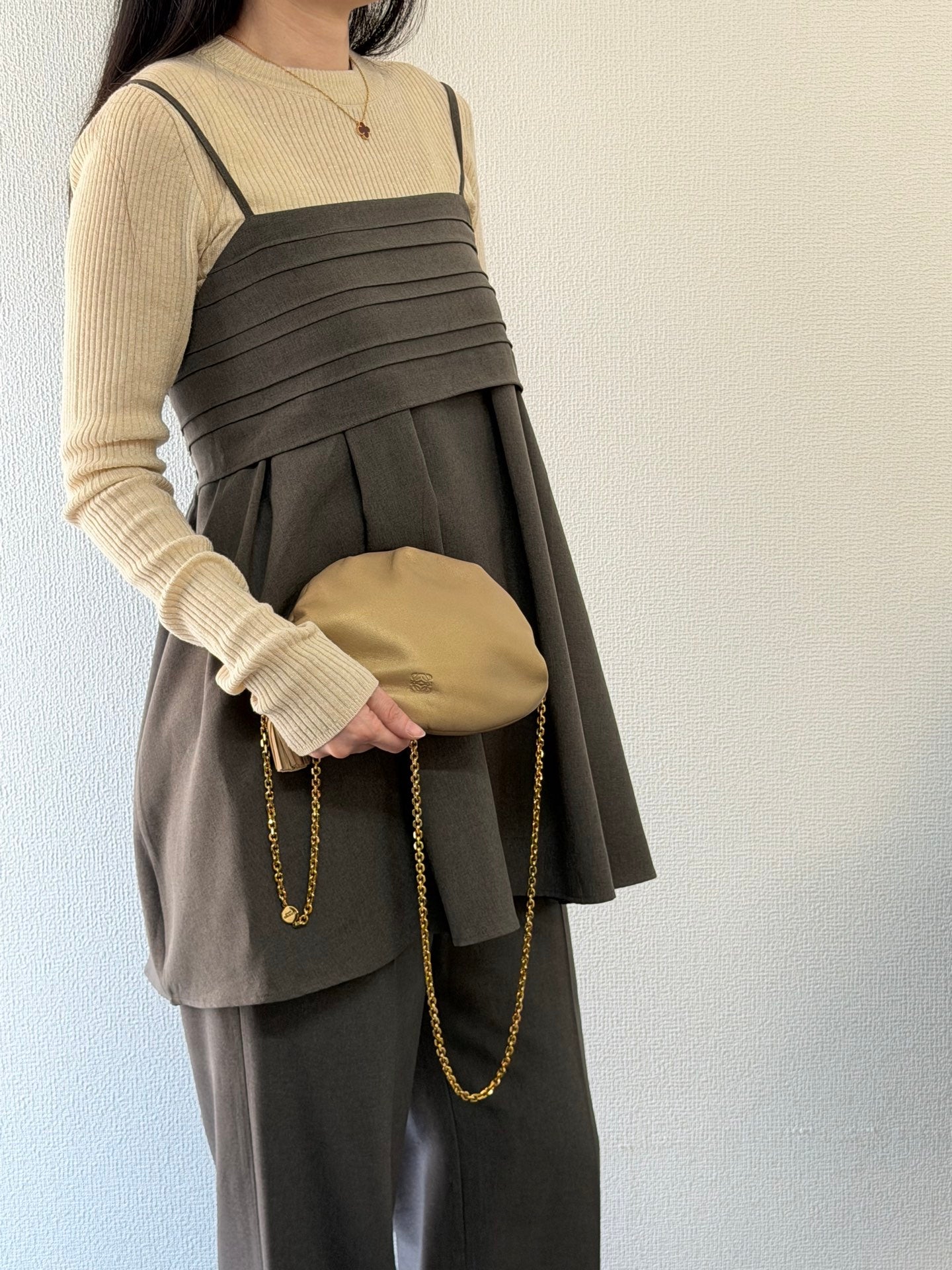 LOEWE Olive-gold  Cloud Kisslock Bag