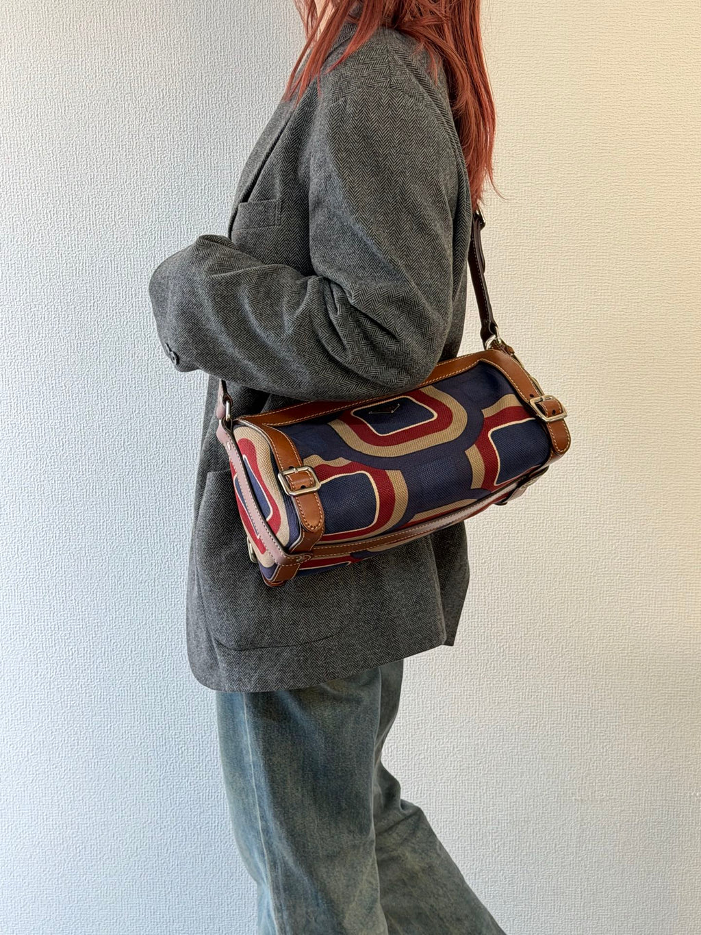 PRADA Color-block Barrel Bag