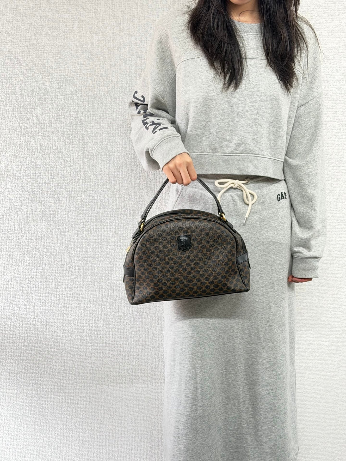 CELINE Macadam Half-moon Handbag