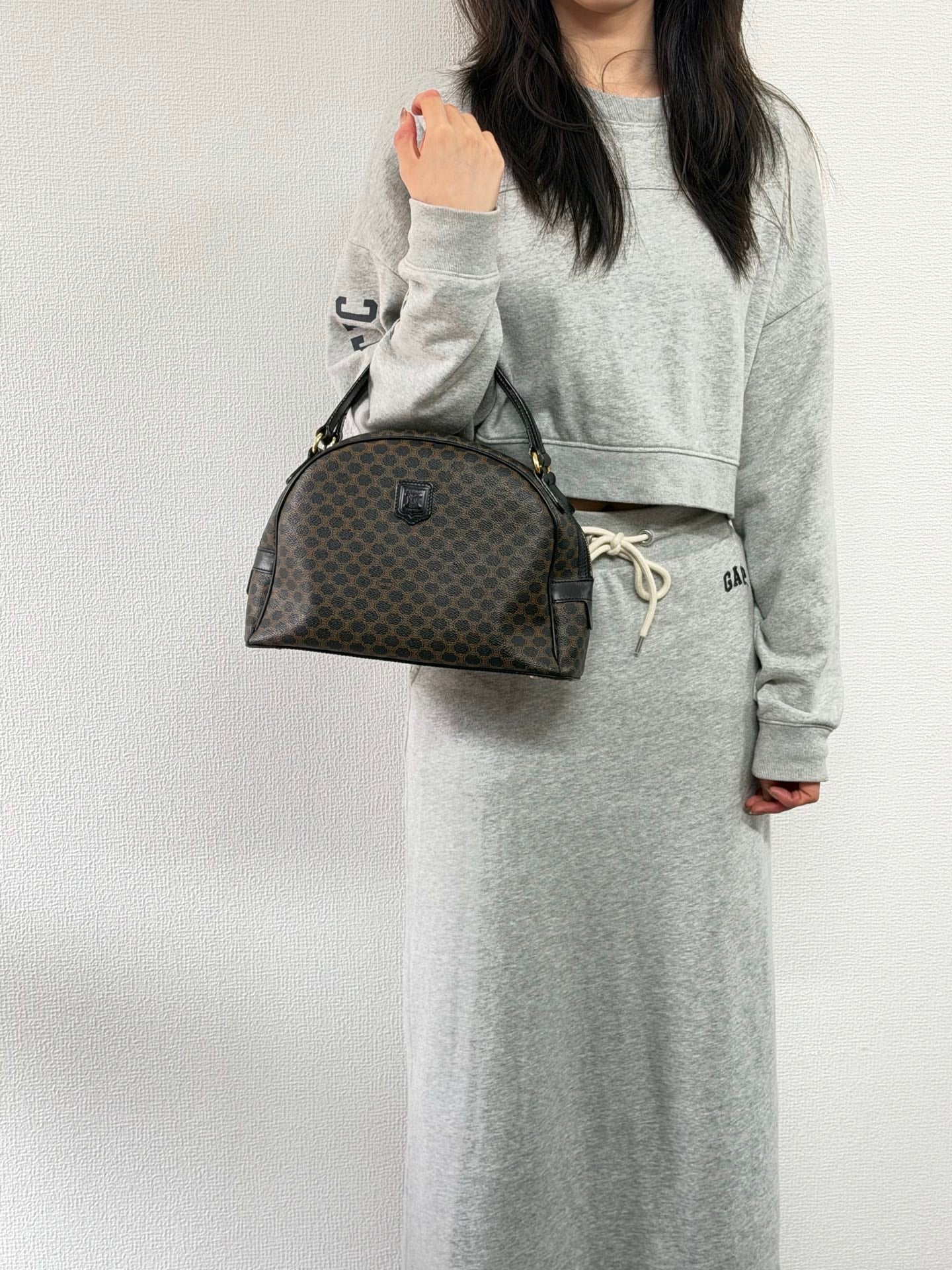 CELINE Macadam Half-moon Handbag