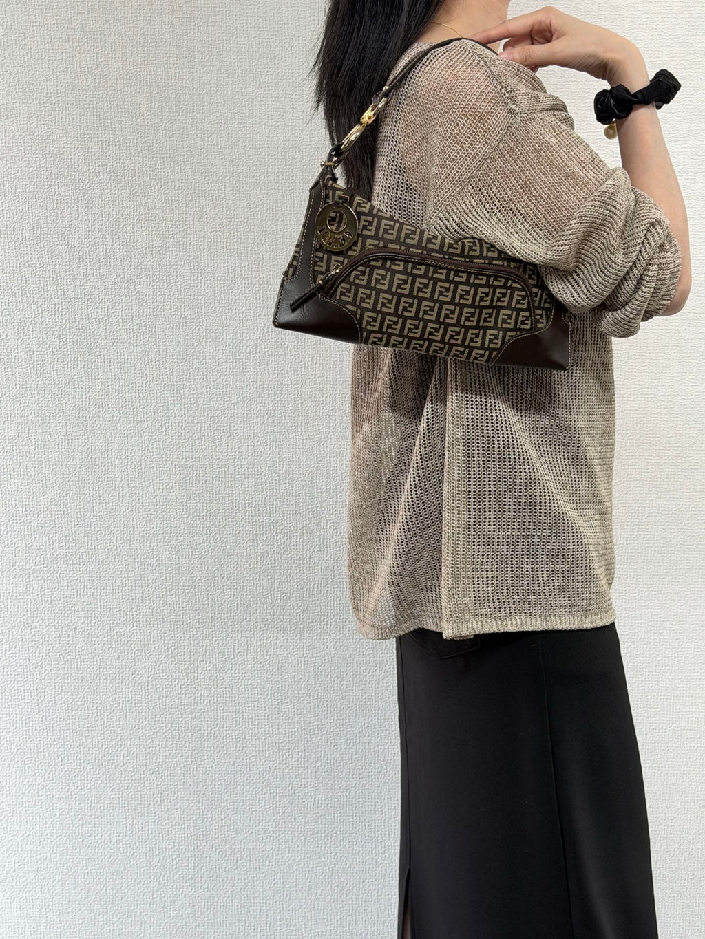 FENDI Zucchino Hobo Handbag