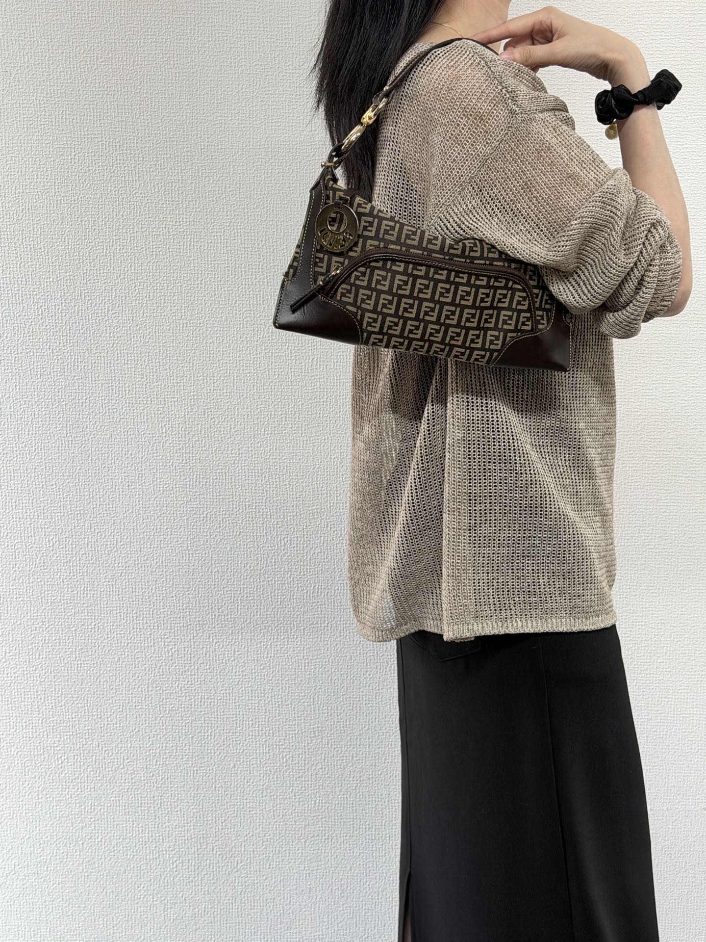 FENDI Zucchino Hobo Handbag