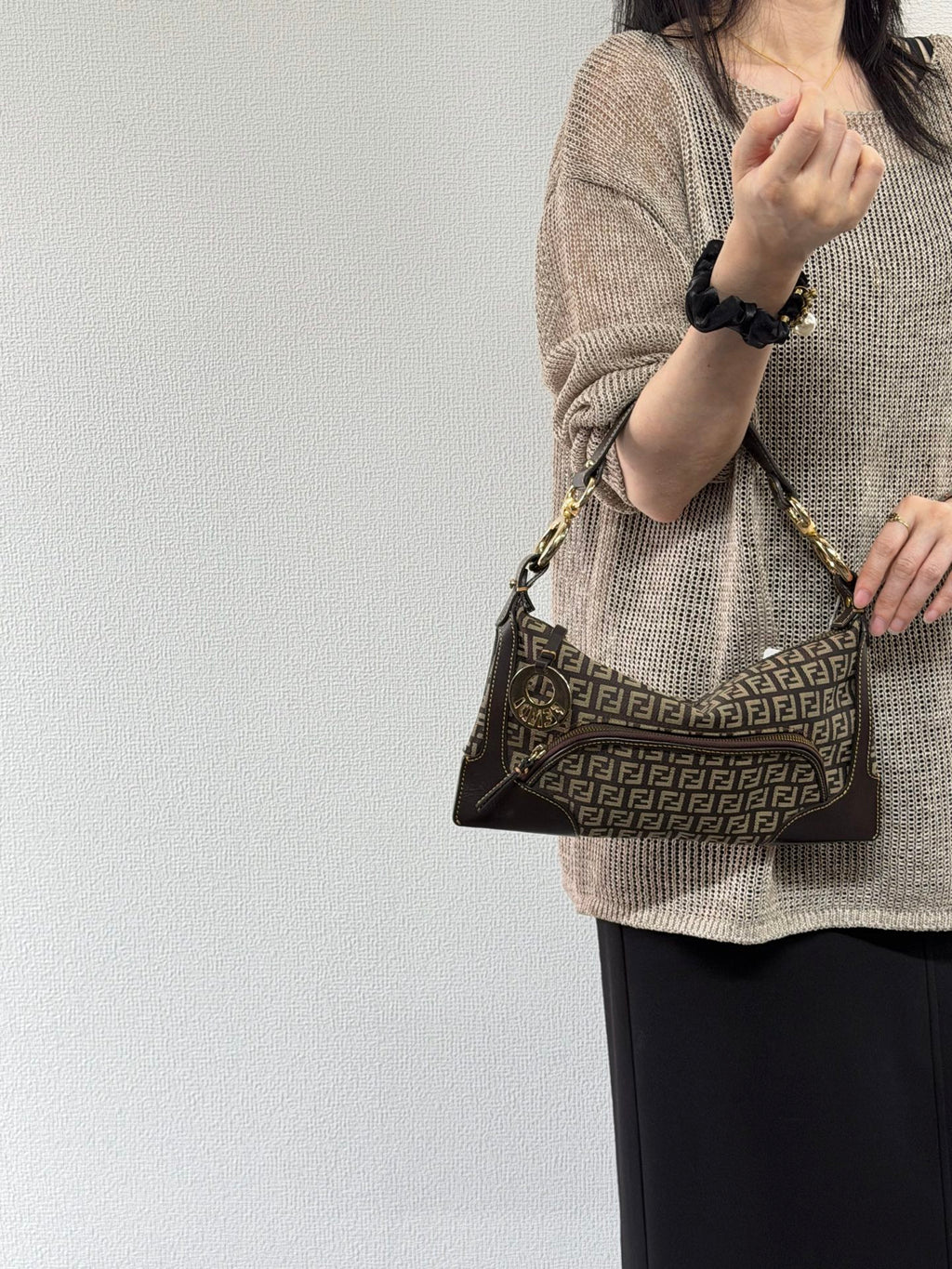 FENDI Zucchino Hobo Handbag