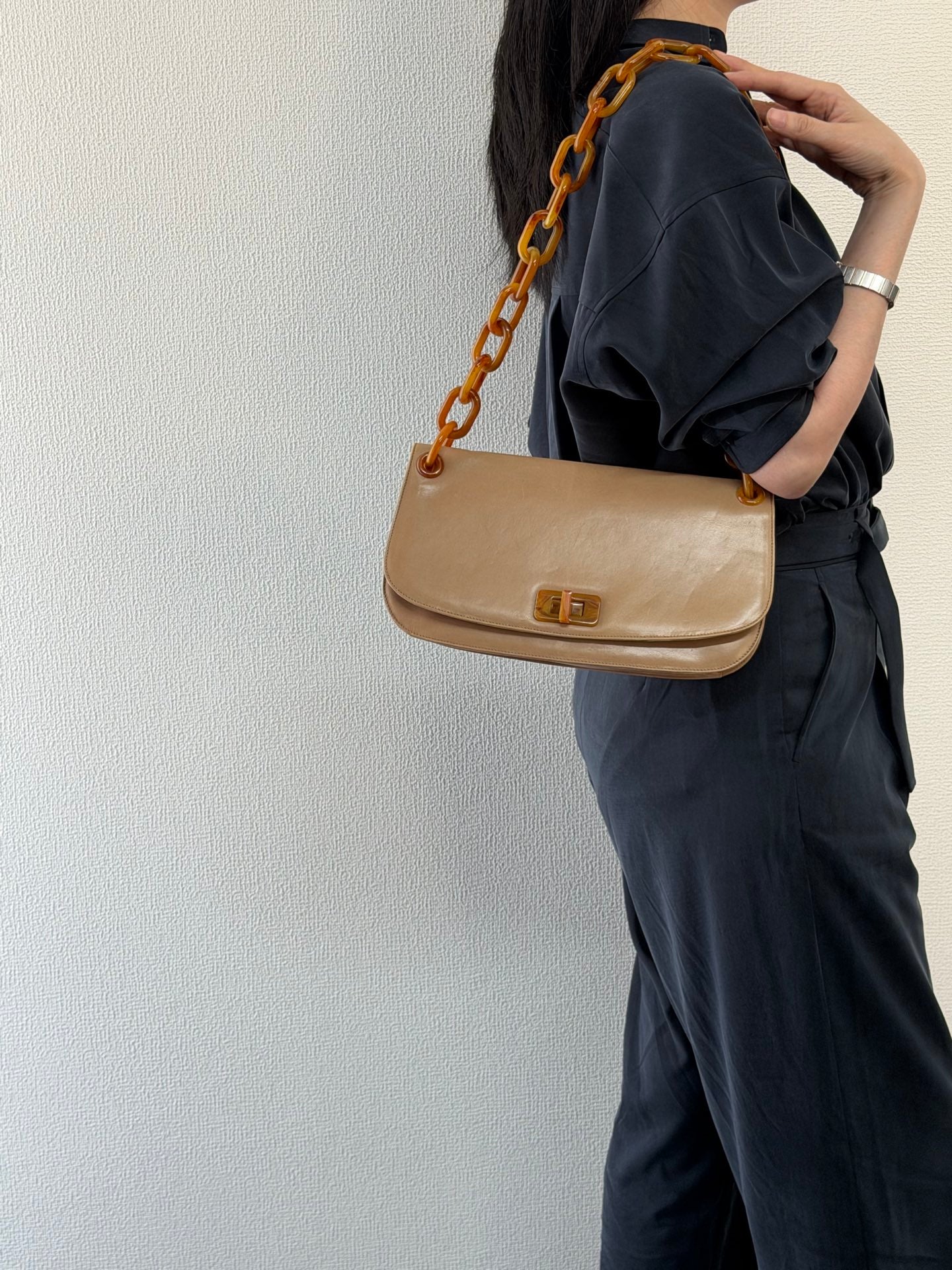 PRADA Tortoiseshell resin strap Shoulderbag