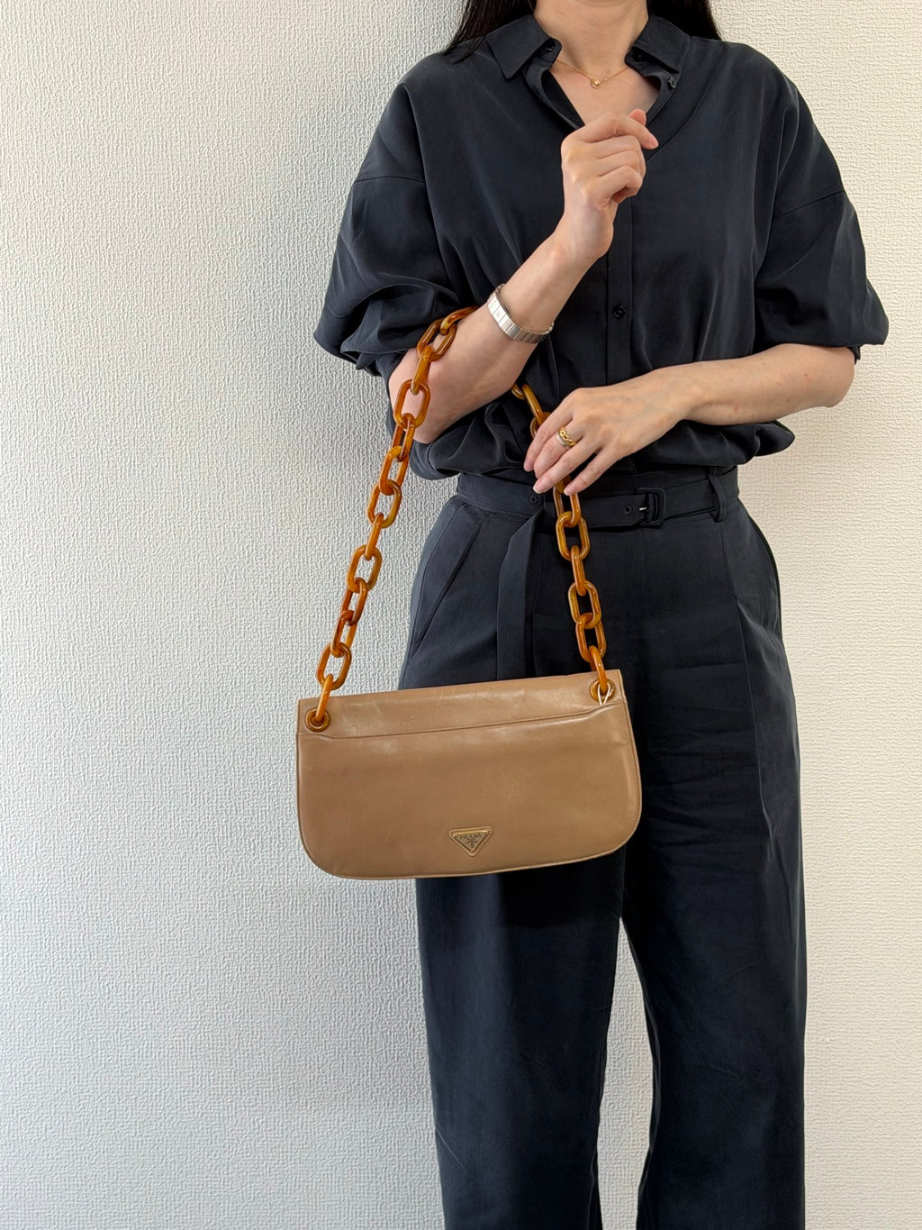 PRADA Tortoiseshell resin strap Shoulderbag