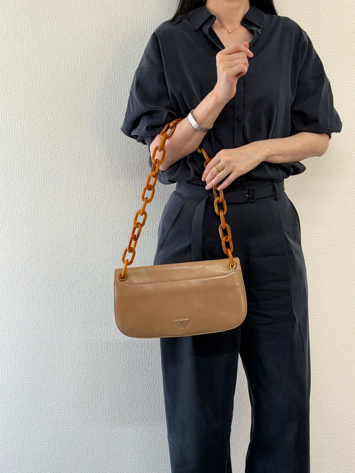 PRADA Tortoiseshell resin strap Shoulderbag