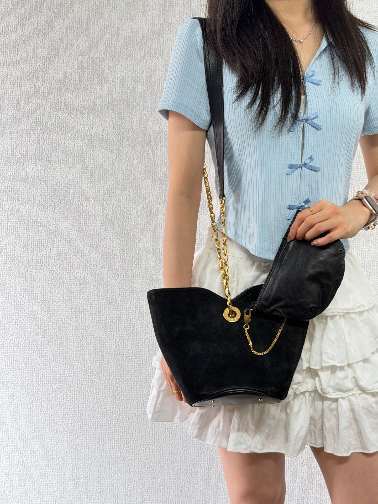 CELINE Suede Tote 2WAY Shoulder bag Set