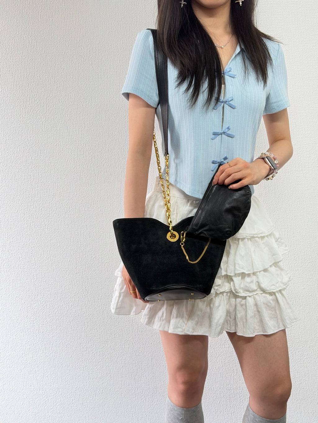 CELINE Suede Tote 2WAY Shoulder bag Set