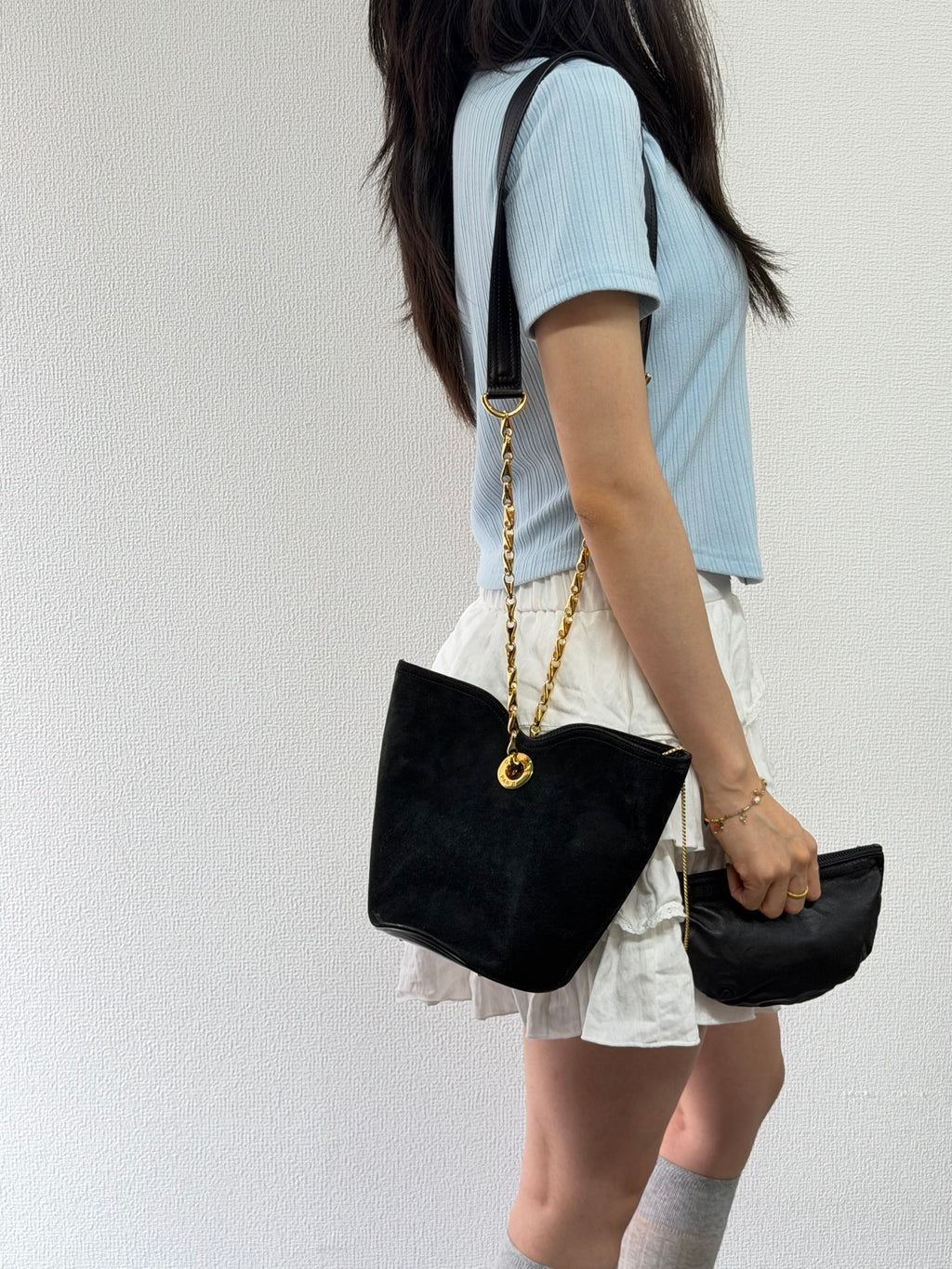 CELINE Suede Tote 2WAY Shoulder bag Set