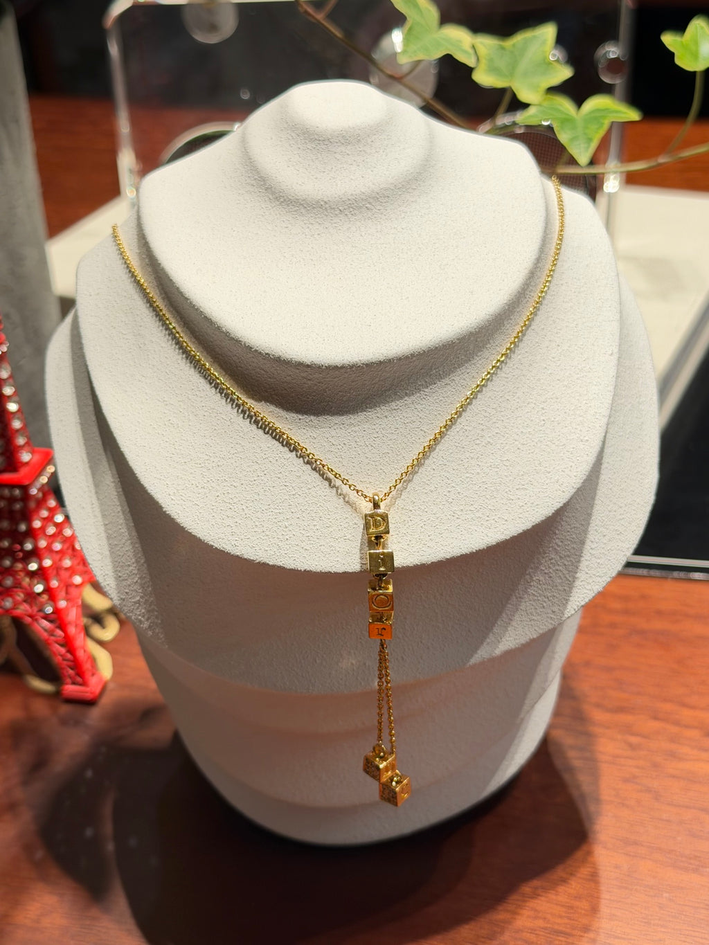 CHRISTIAN DIOR Logo Cube Necklace