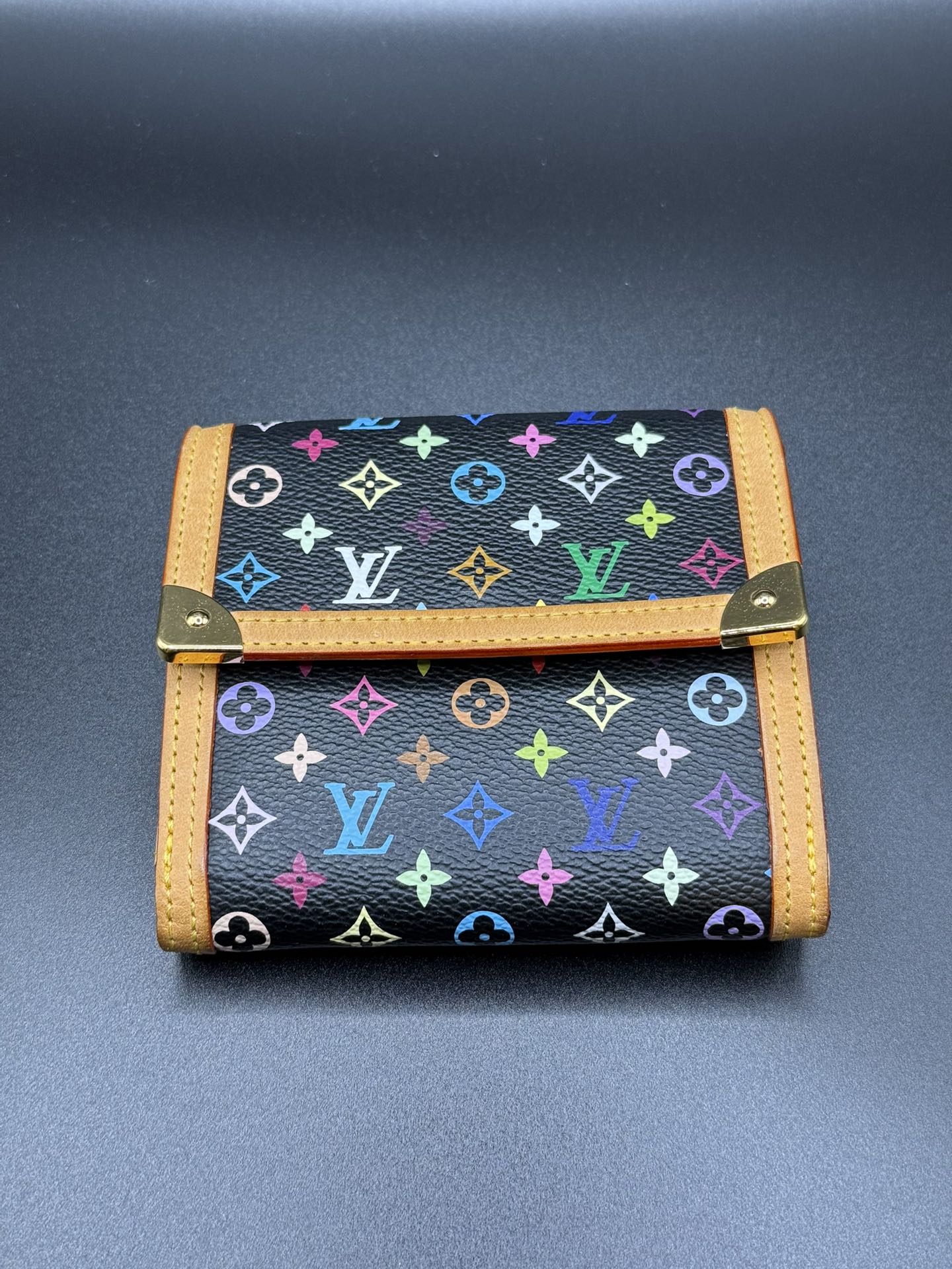 LOUIS VUITTON Multicolor Black Wallet with Dust bag