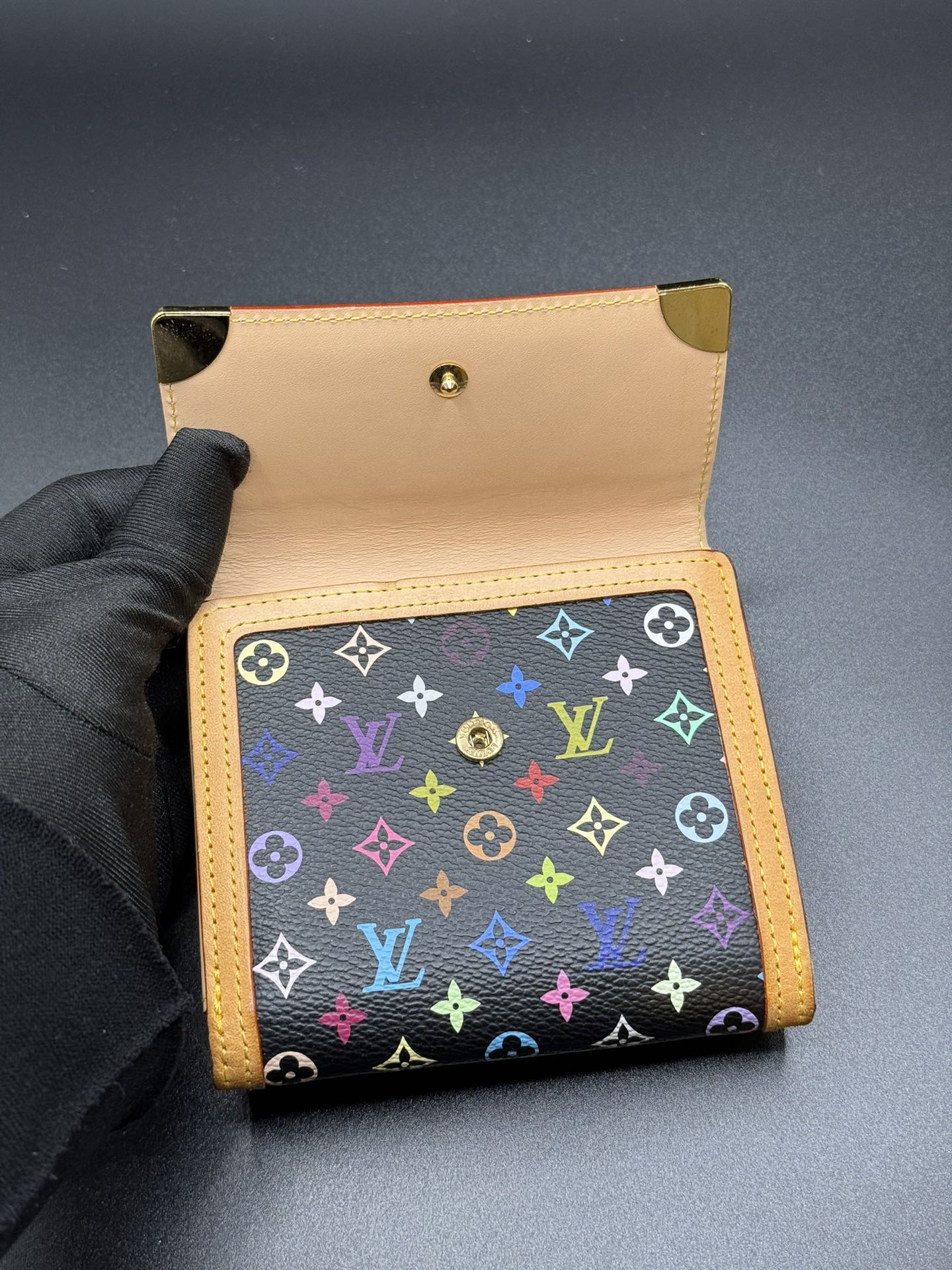 LOUIS VUITTON Multicolor Black Wallet with Dust bag