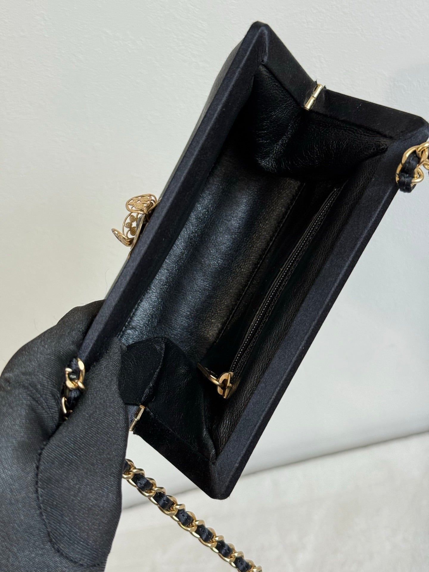 CHANEL Satin Camellia Chainbag