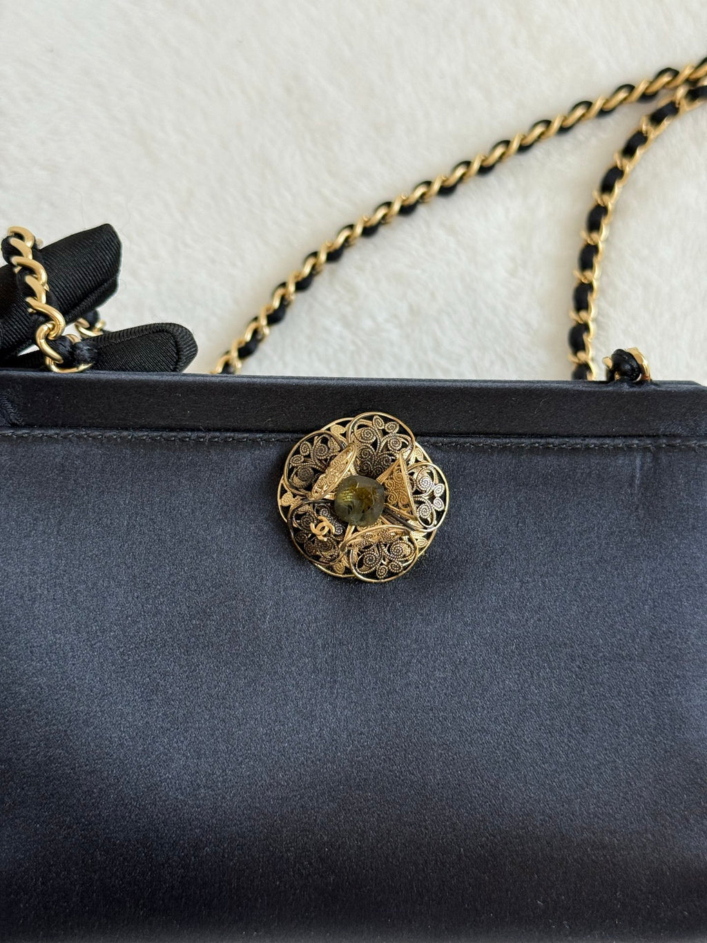 CHANEL Satin Camellia Chainbag