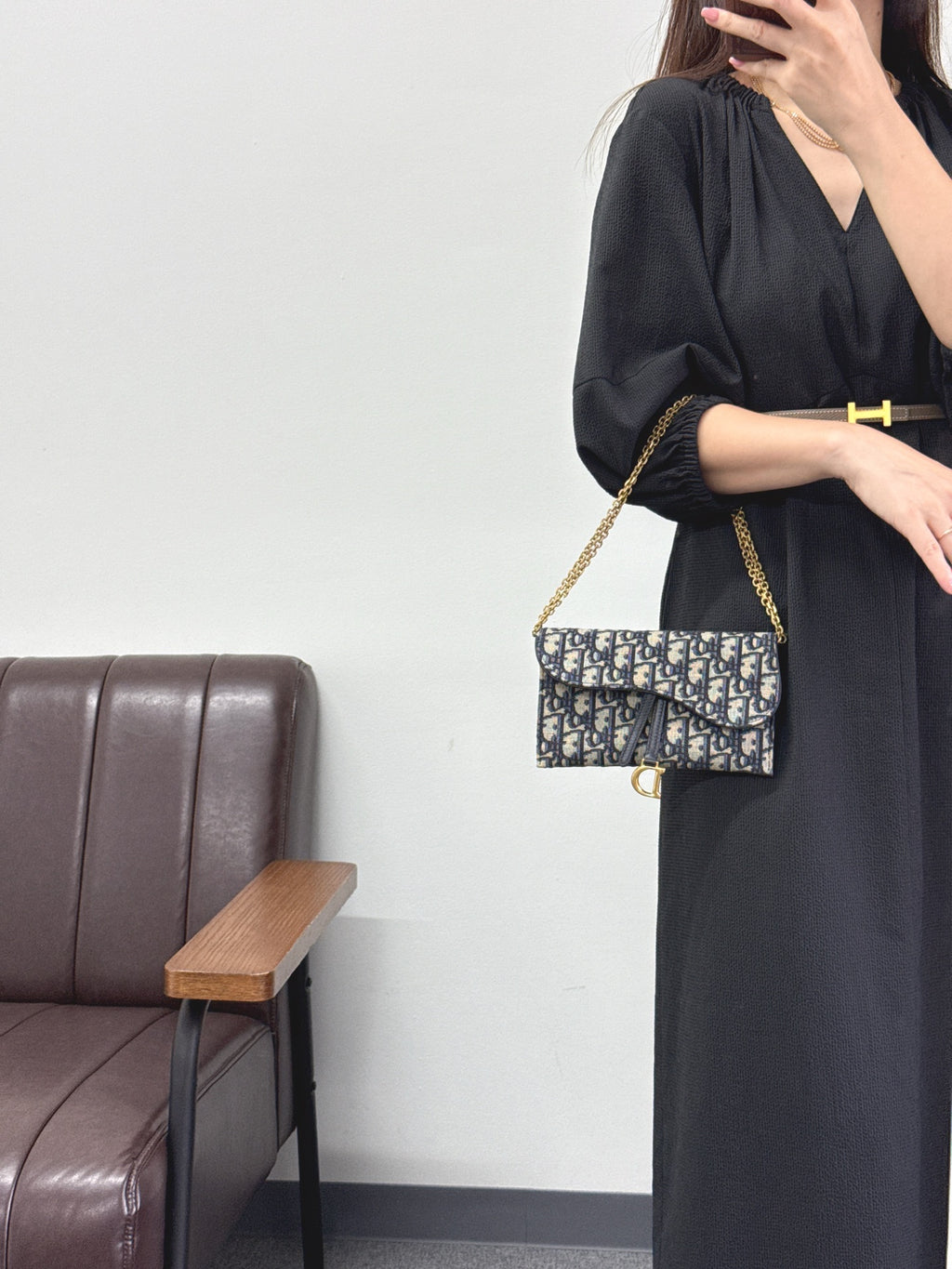Dior Obliqu Small Saddle Pouch with Chain
