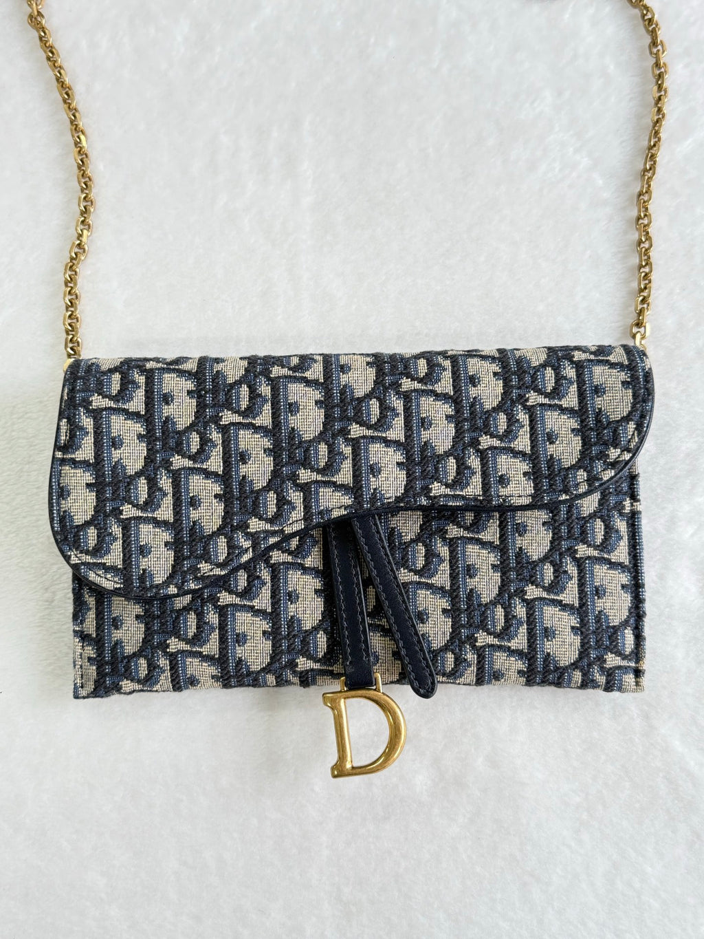 Dior Obliqu Small Saddle Pouch with Chain