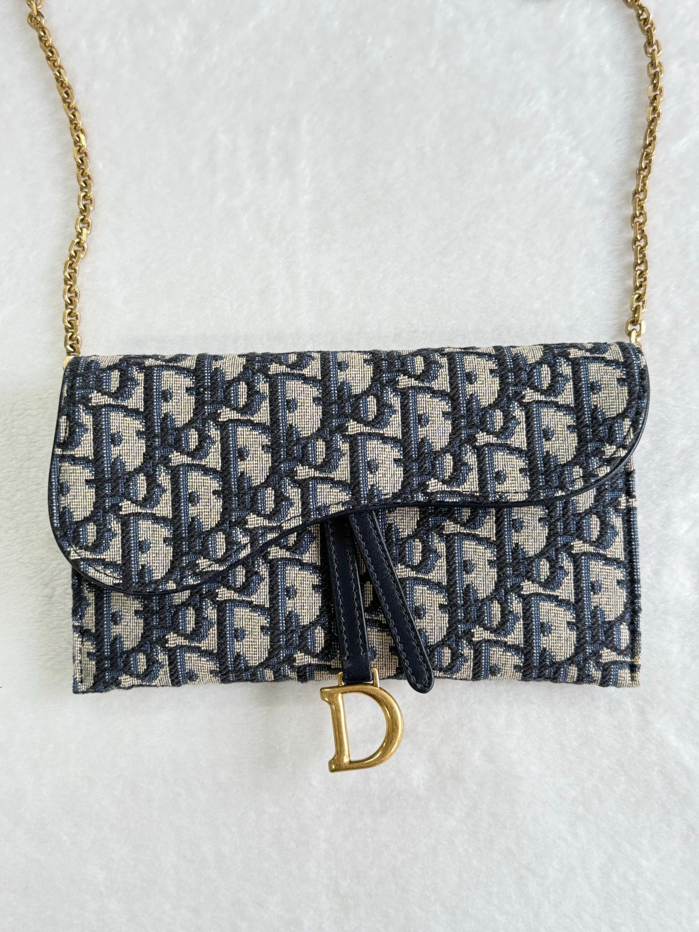 Dior Obliqu Small Saddle Pouch with Chain