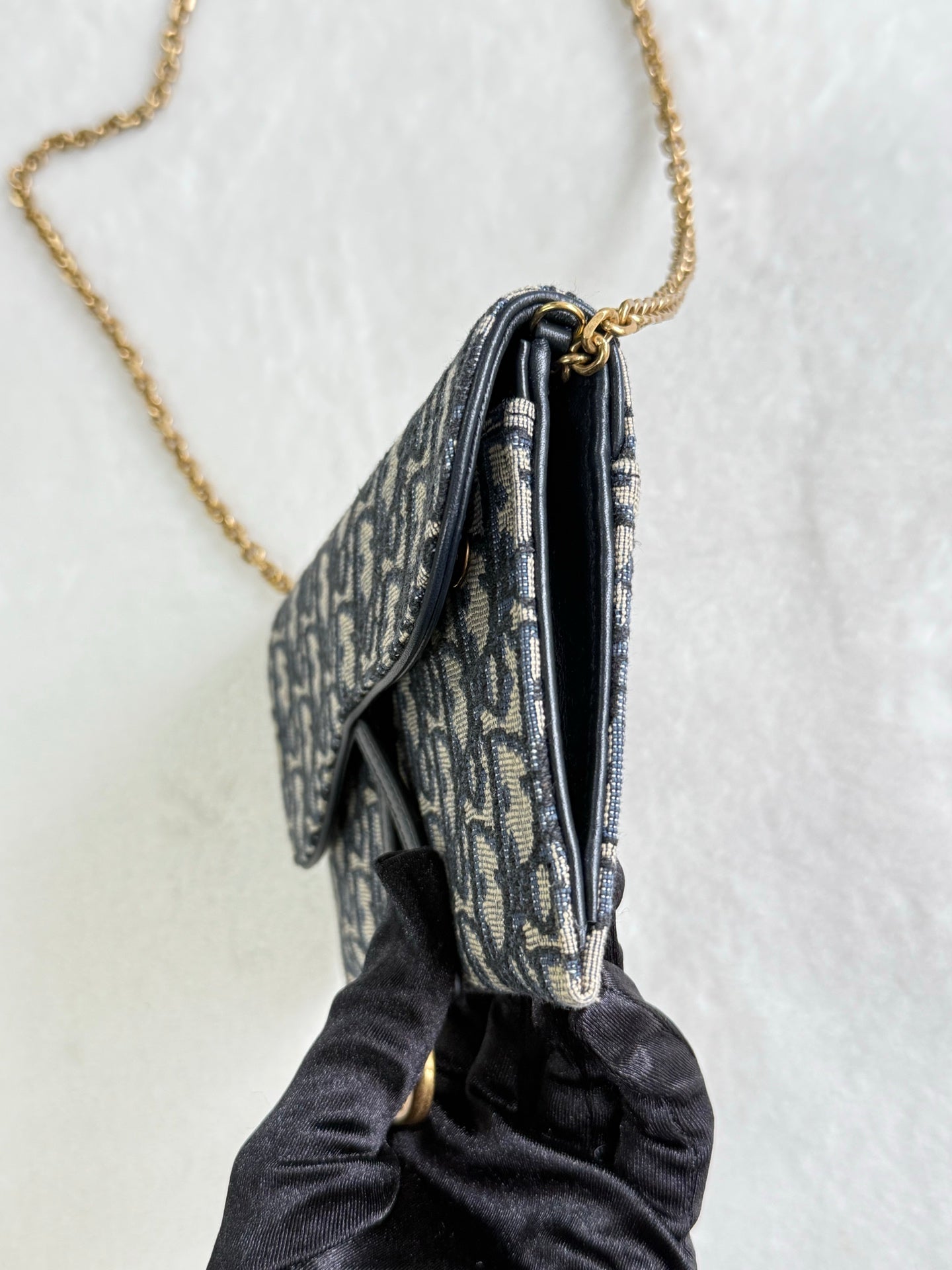Dior Obliqu Small Saddle Pouch with Chain