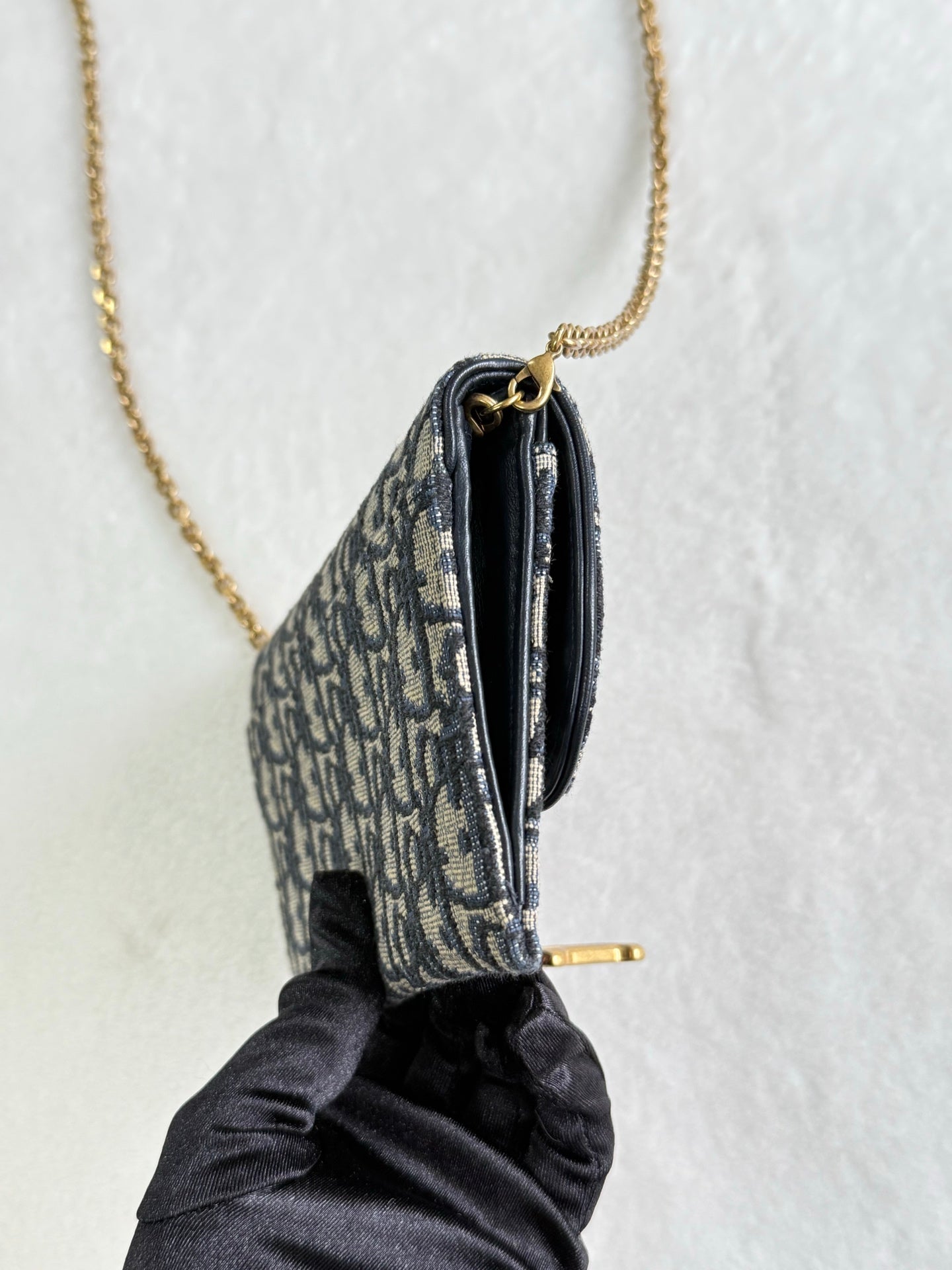 Dior Obliqu Small Saddle Pouch with Chain