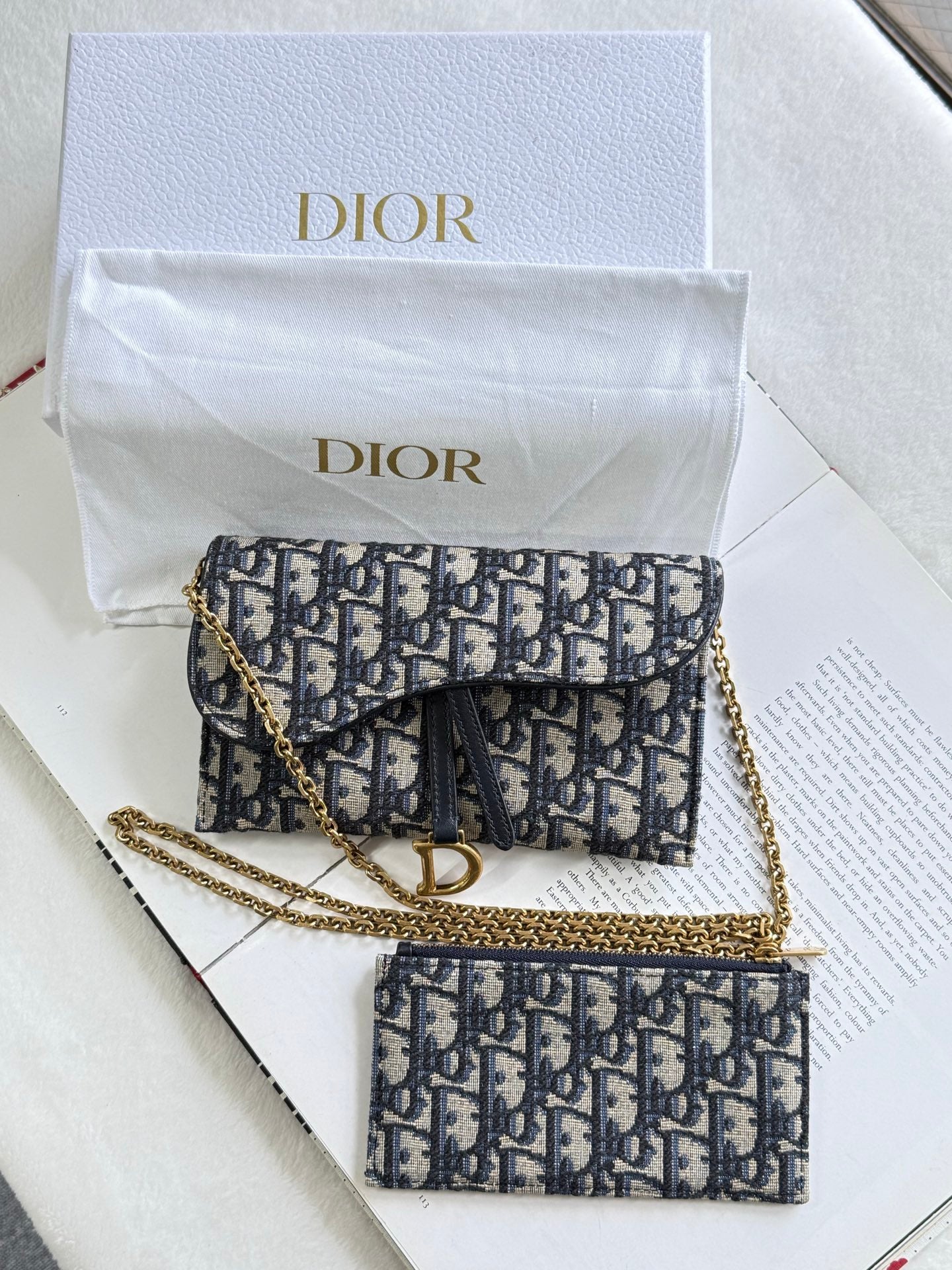 Dior Obliqu Small Saddle Pouch with Chain