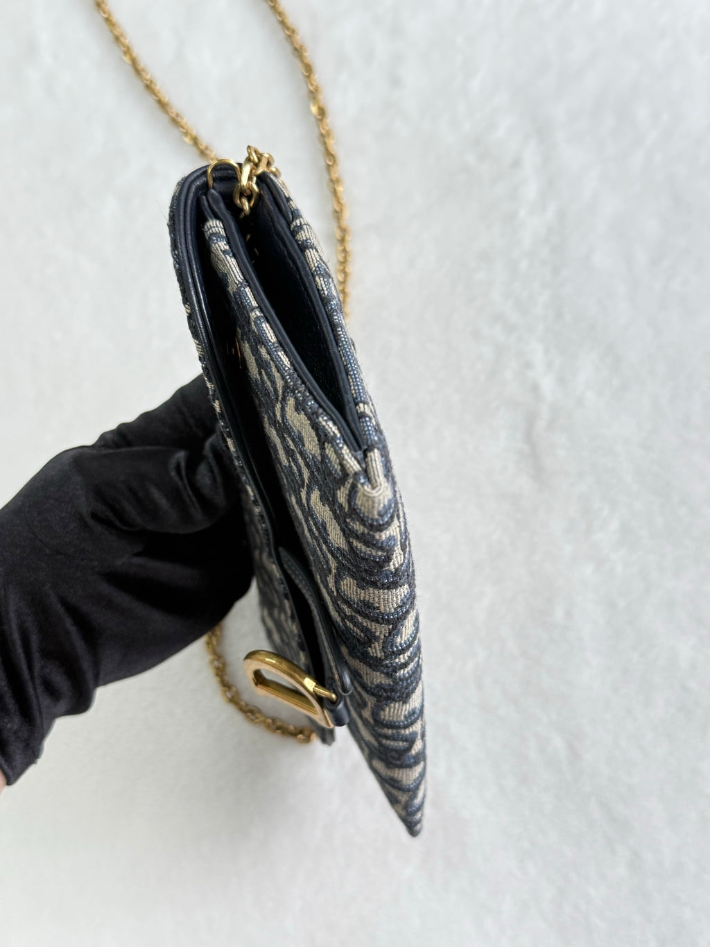 Dior Obliqu Small Saddle Pouch with Chain