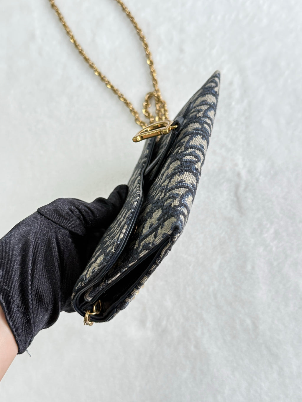 Dior Obliqu Small Saddle Pouch with Chain