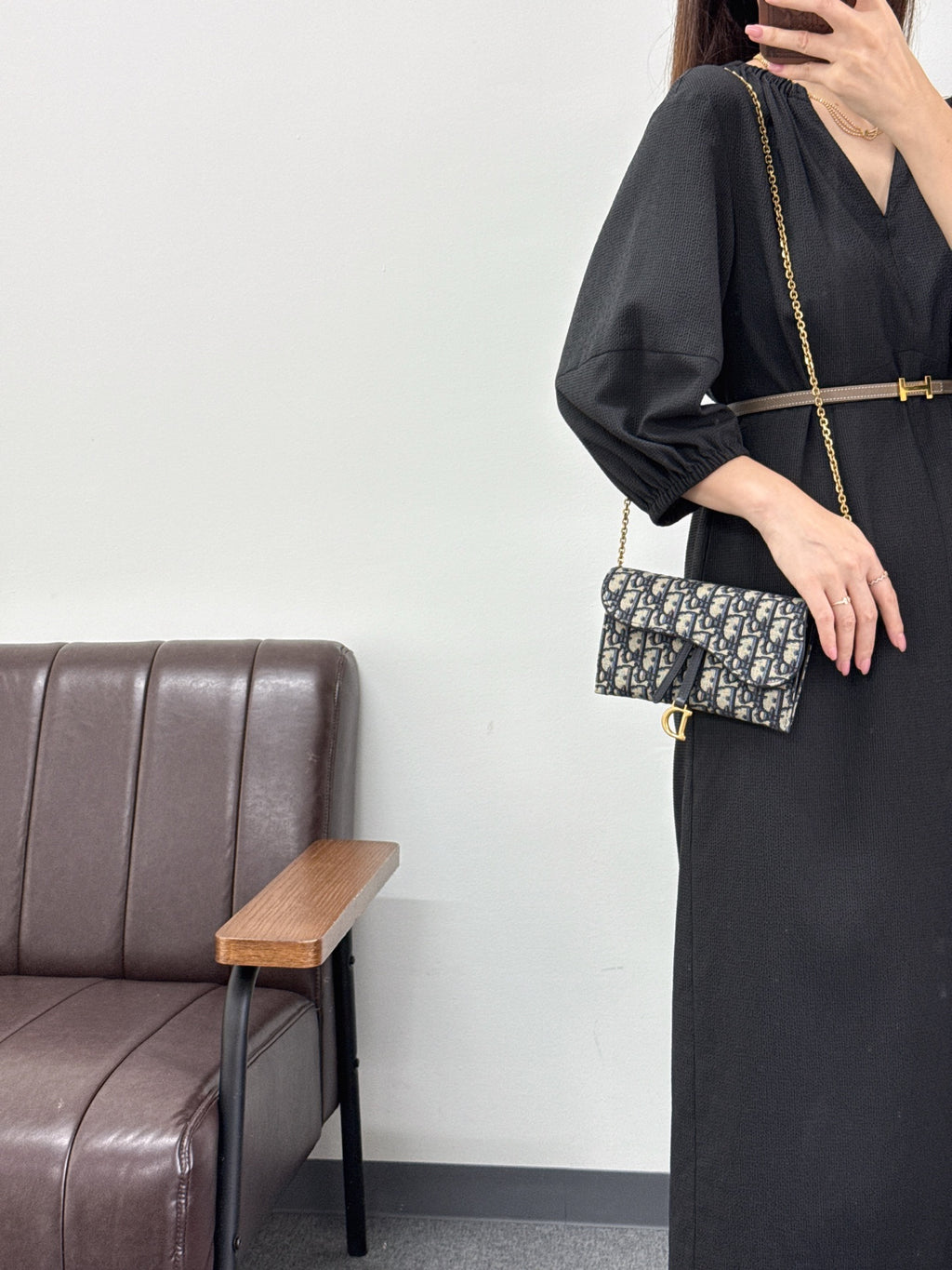 Dior Obliqu Small Saddle Pouch with Chain