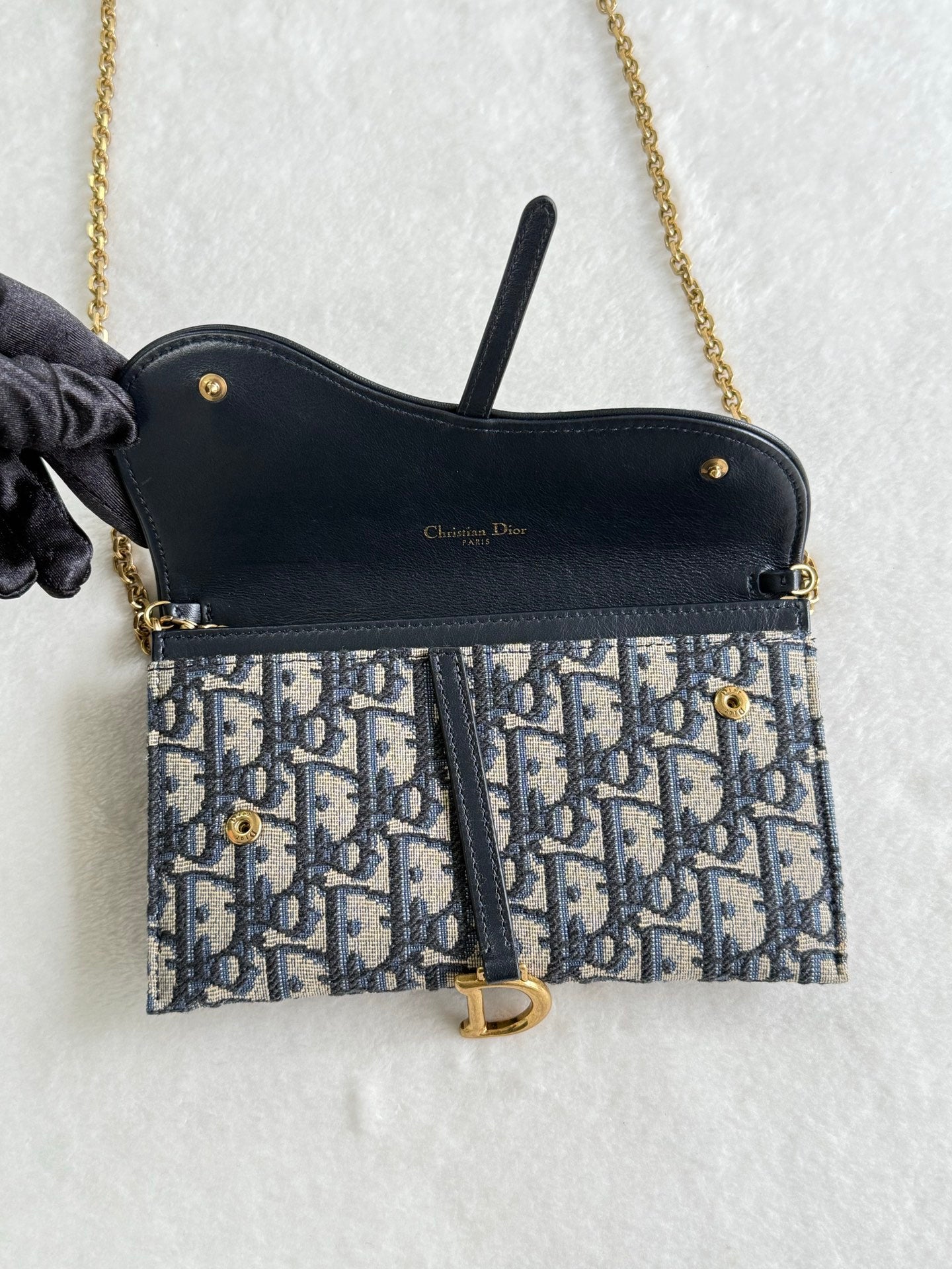 Dior Obliqu Small Saddle Pouch with Chain