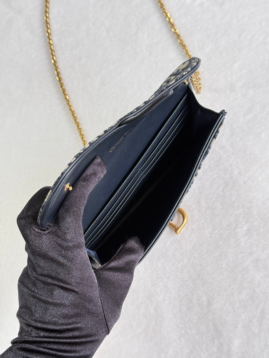 Dior Obliqu Small Saddle Pouch with Chain