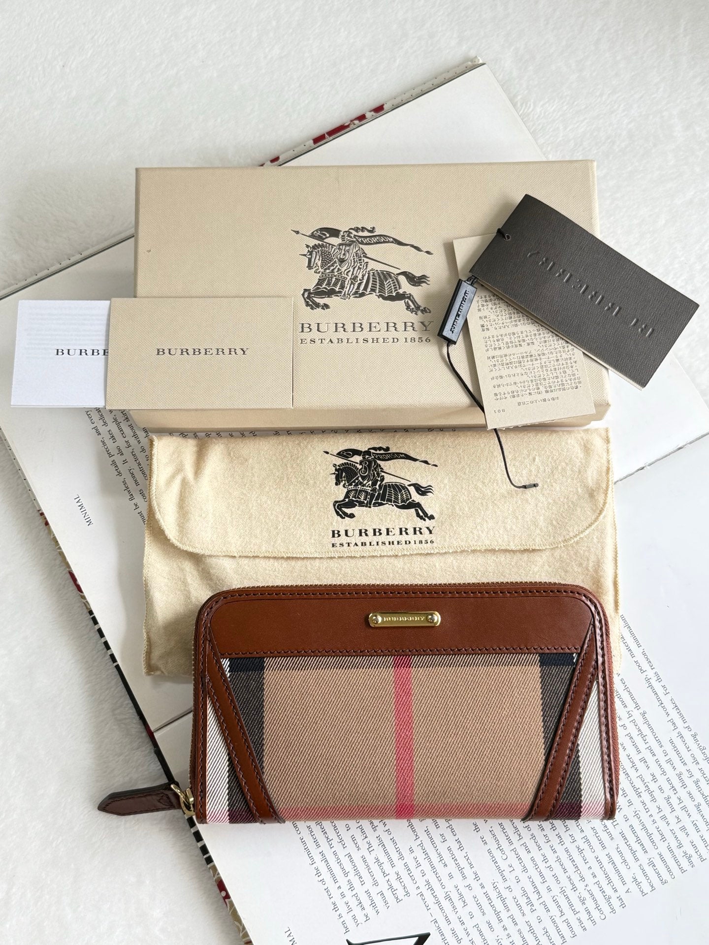 BURBERRY Brown Check Canvas Ziggy Zip Continental Wallet