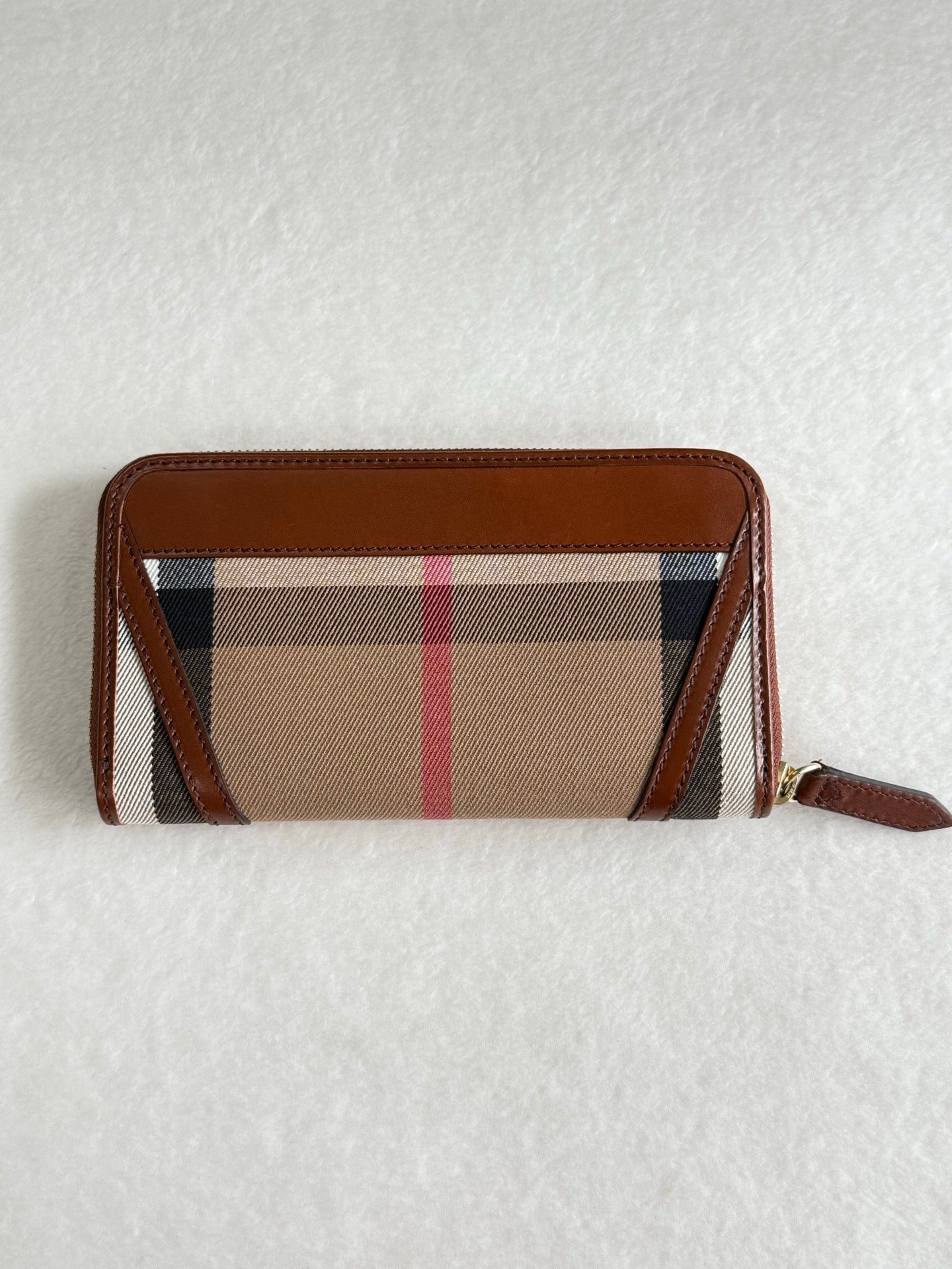 BURBERRY Brown Check Canvas Ziggy Zip Continental Wallet