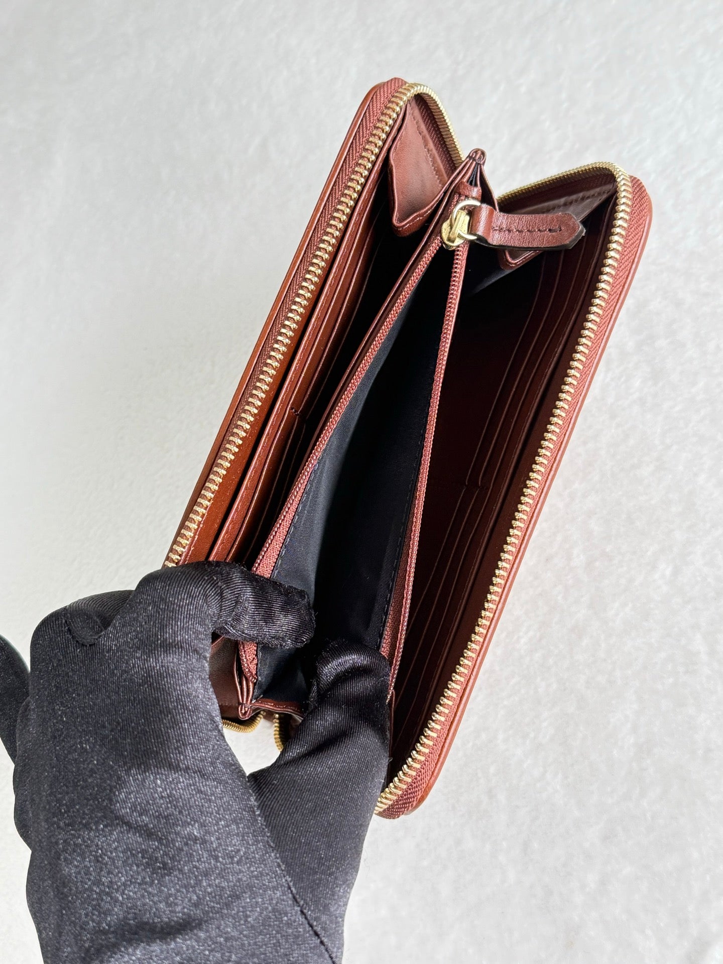 BURBERRY Brown Check Canvas Ziggy Zip Continental Wallet