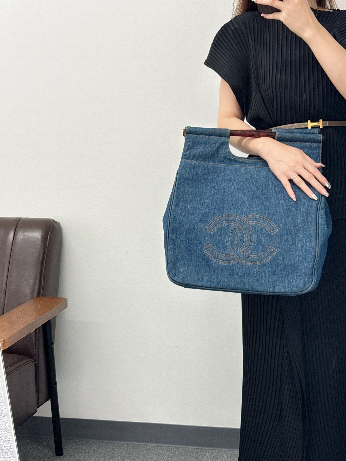 CHANEL Denim  Tortoiseshell Totebag