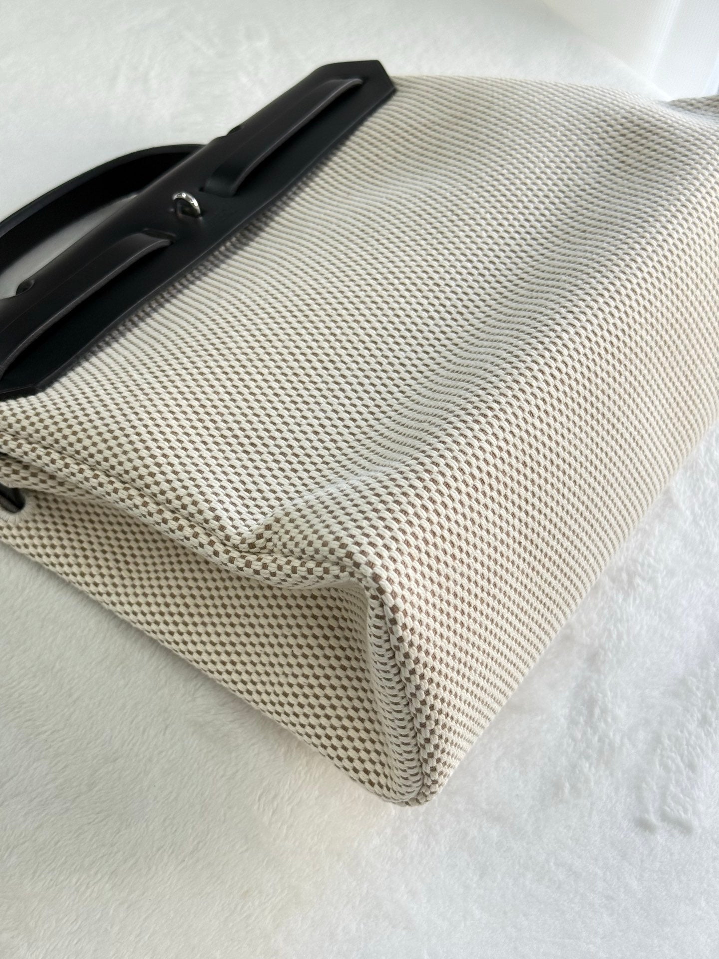 HERMES Herbag Zip 30 Black Toile Vache Palladium Hardware