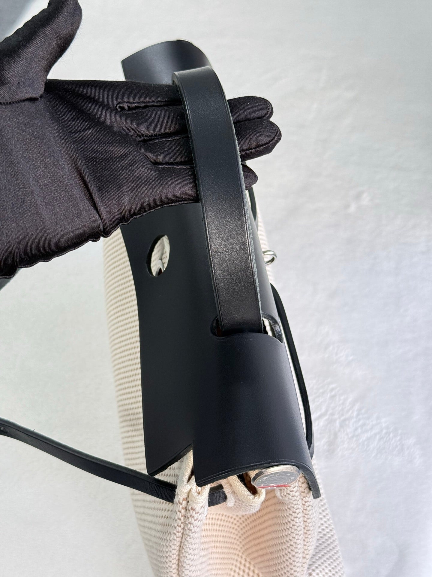 HERMES Herbag Zip 30 Black Toile Vache Palladium Hardware