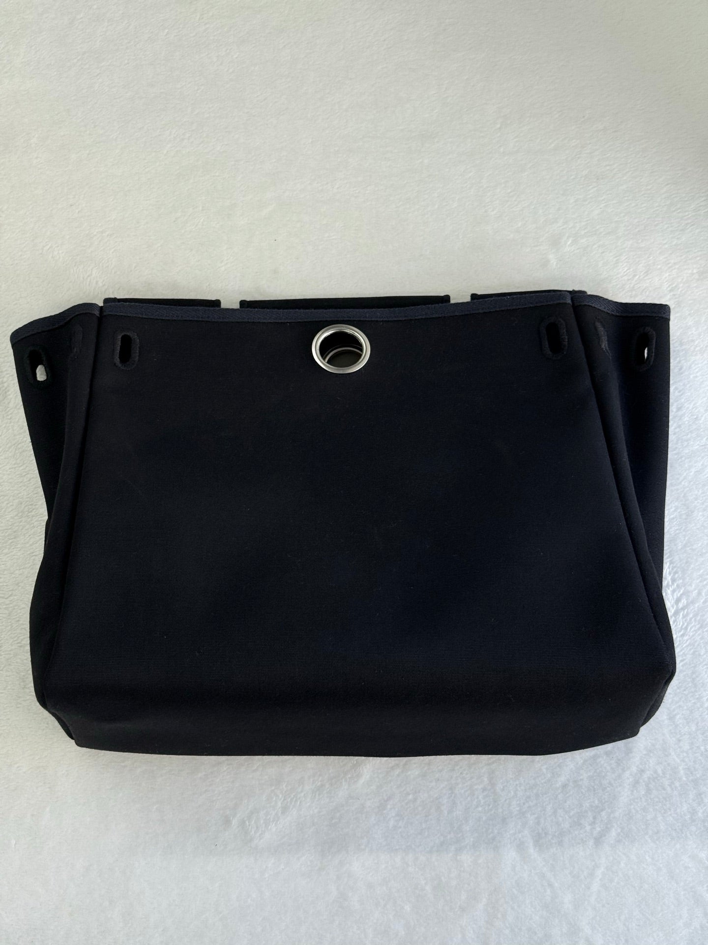 HERMES Herbag Zip 30 Black Toile Vache Palladium Hardware