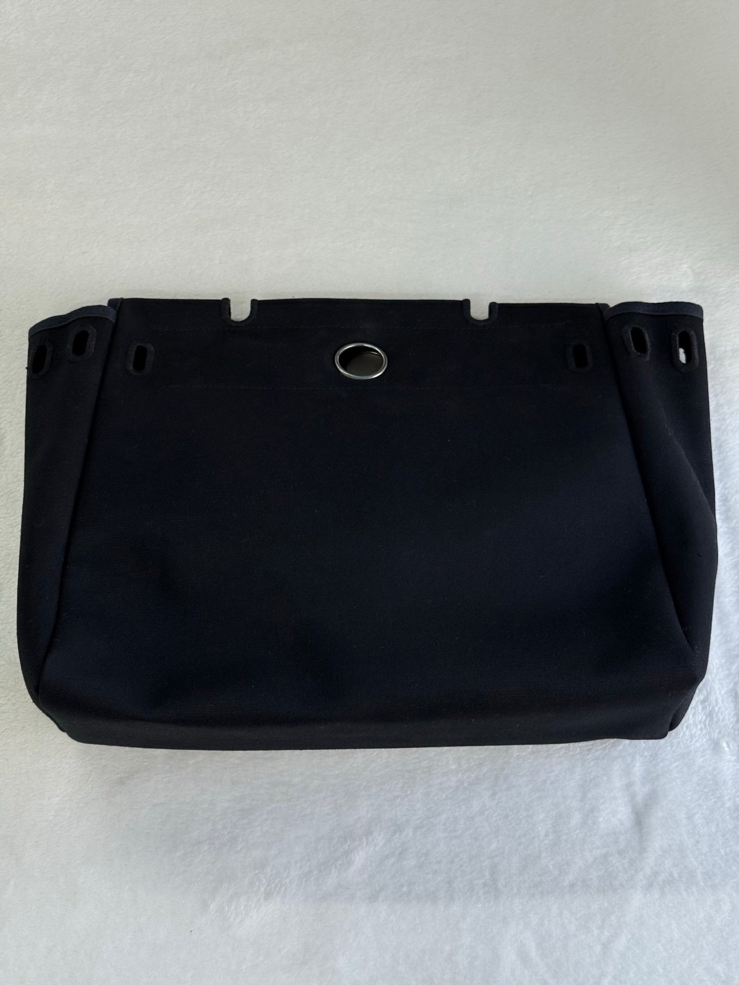 HERMES Herbag Zip 30 Black Toile Vache Palladium Hardware