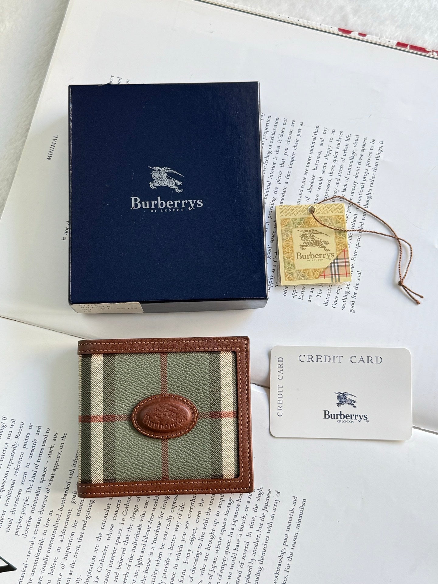 BURBERRY Leather Plaid Print Bifold Wallet