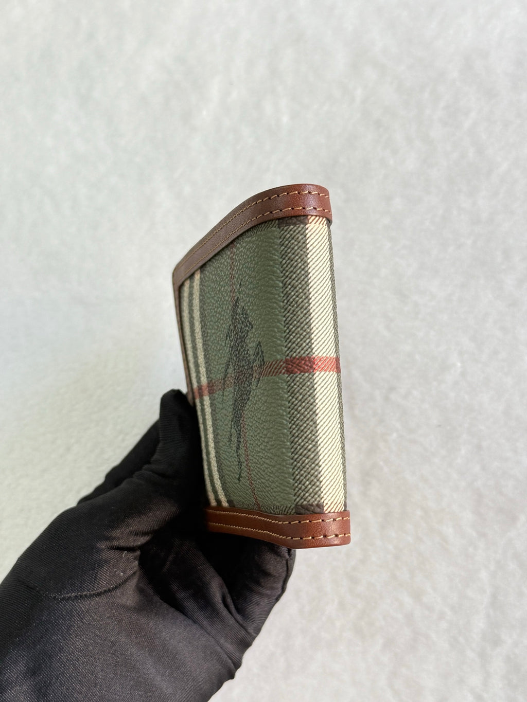 BURBERRY Leather Plaid Print Bifold Wallet