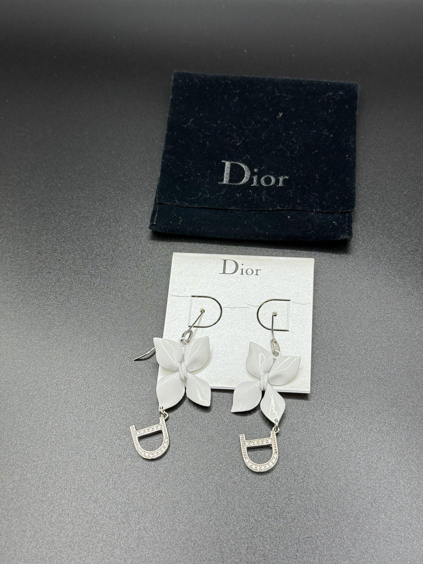 Dior Vintage Flower Rhinestone Earrings