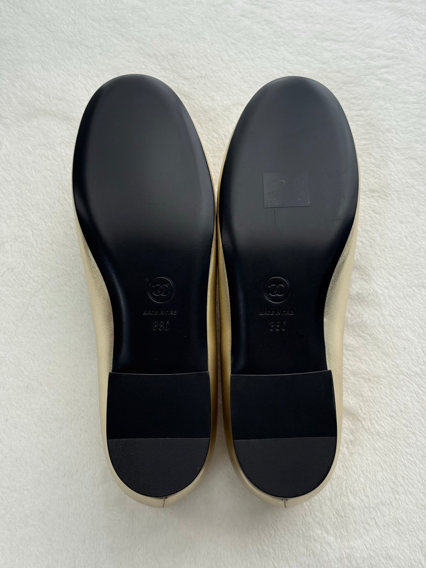 CHANEL Gold Lambskin Chain Loafers Shoes