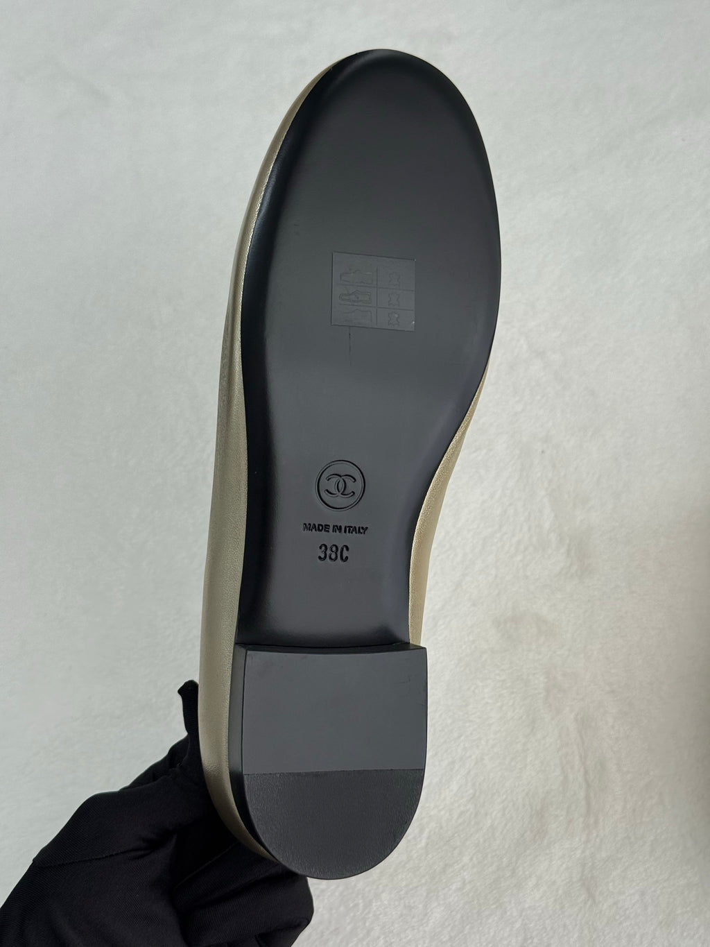 CHANEL Gold Lambskin Chain Loafers Shoes